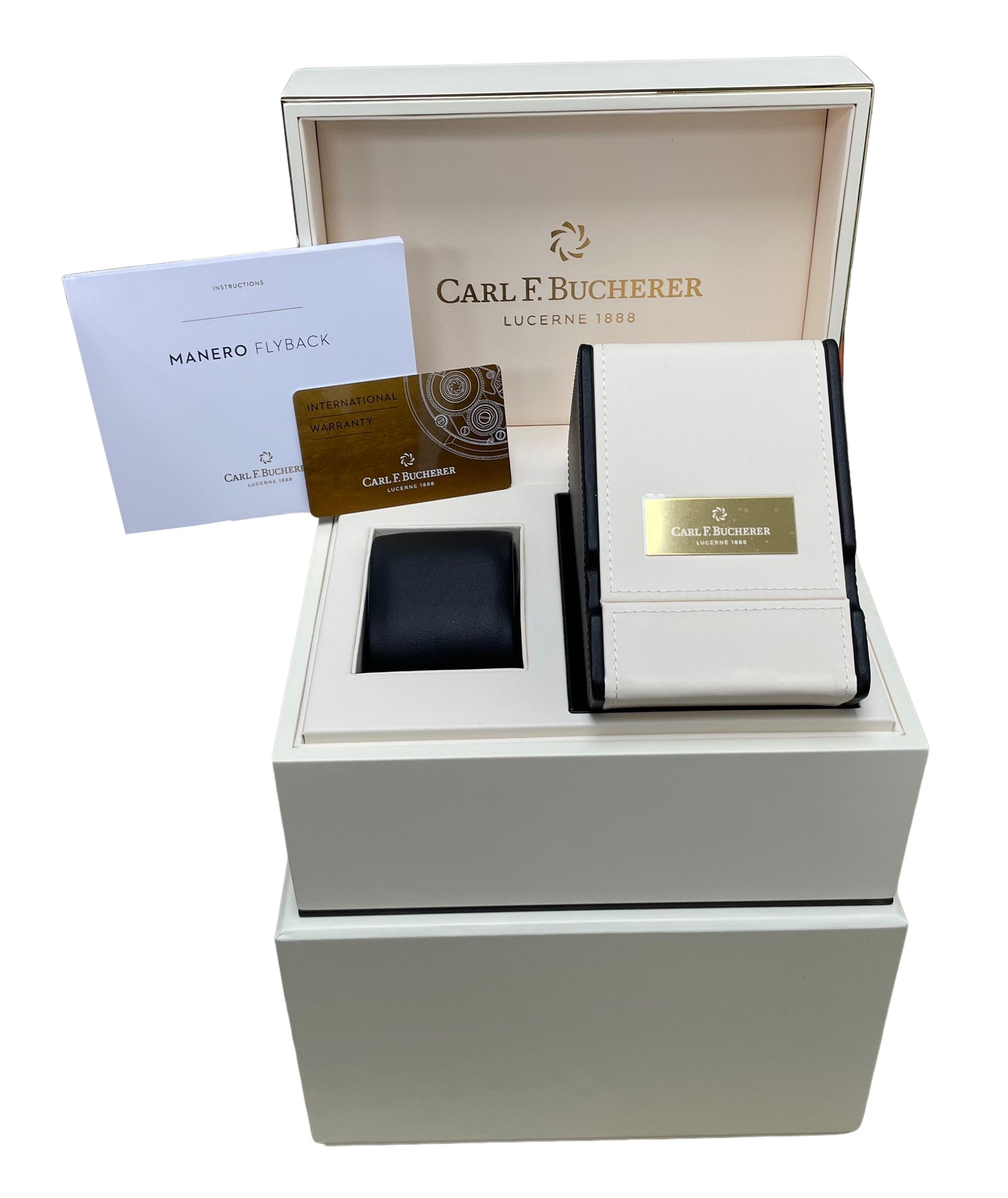 PAPERS Carl F. Bucherer Manero Flyback 43mm BLUE Stainless 00.10919.08.53.21 BOX