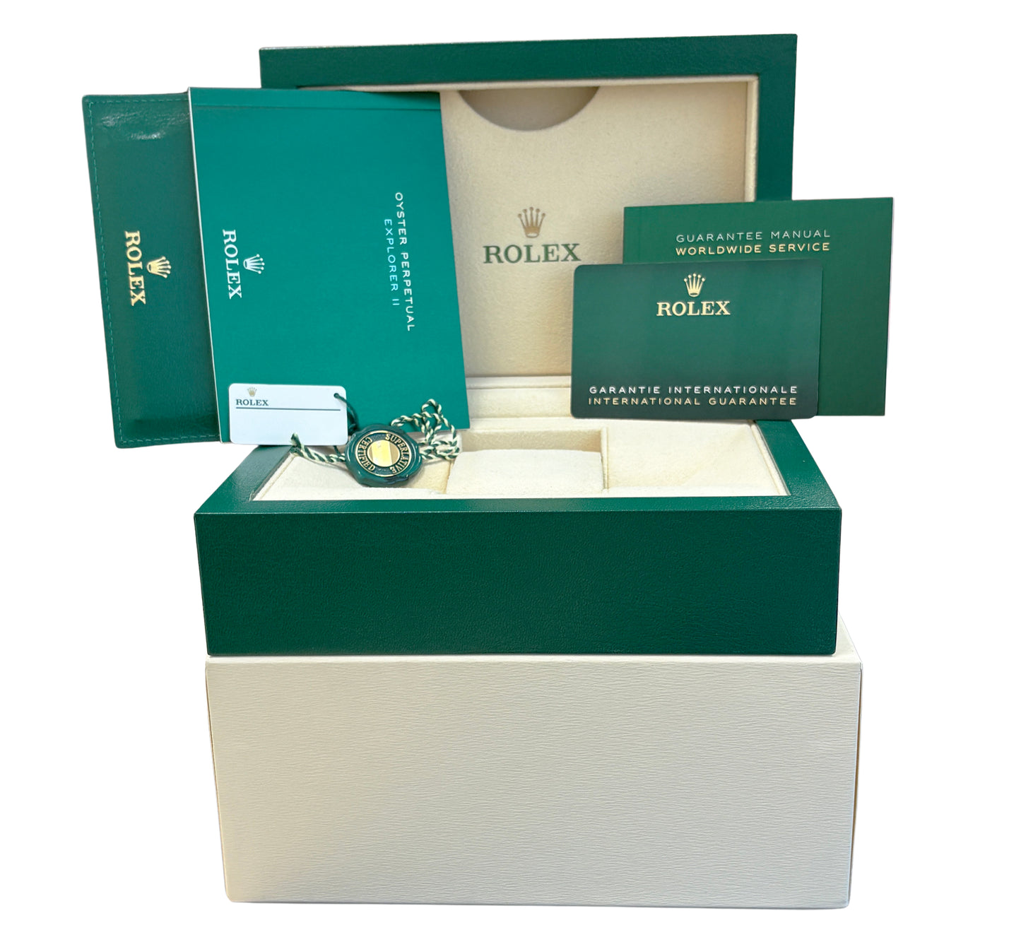 PAPERS Rolex Explorer II 42mm POLAR WHITE Date GMT Steel 226570 Watch BOX
