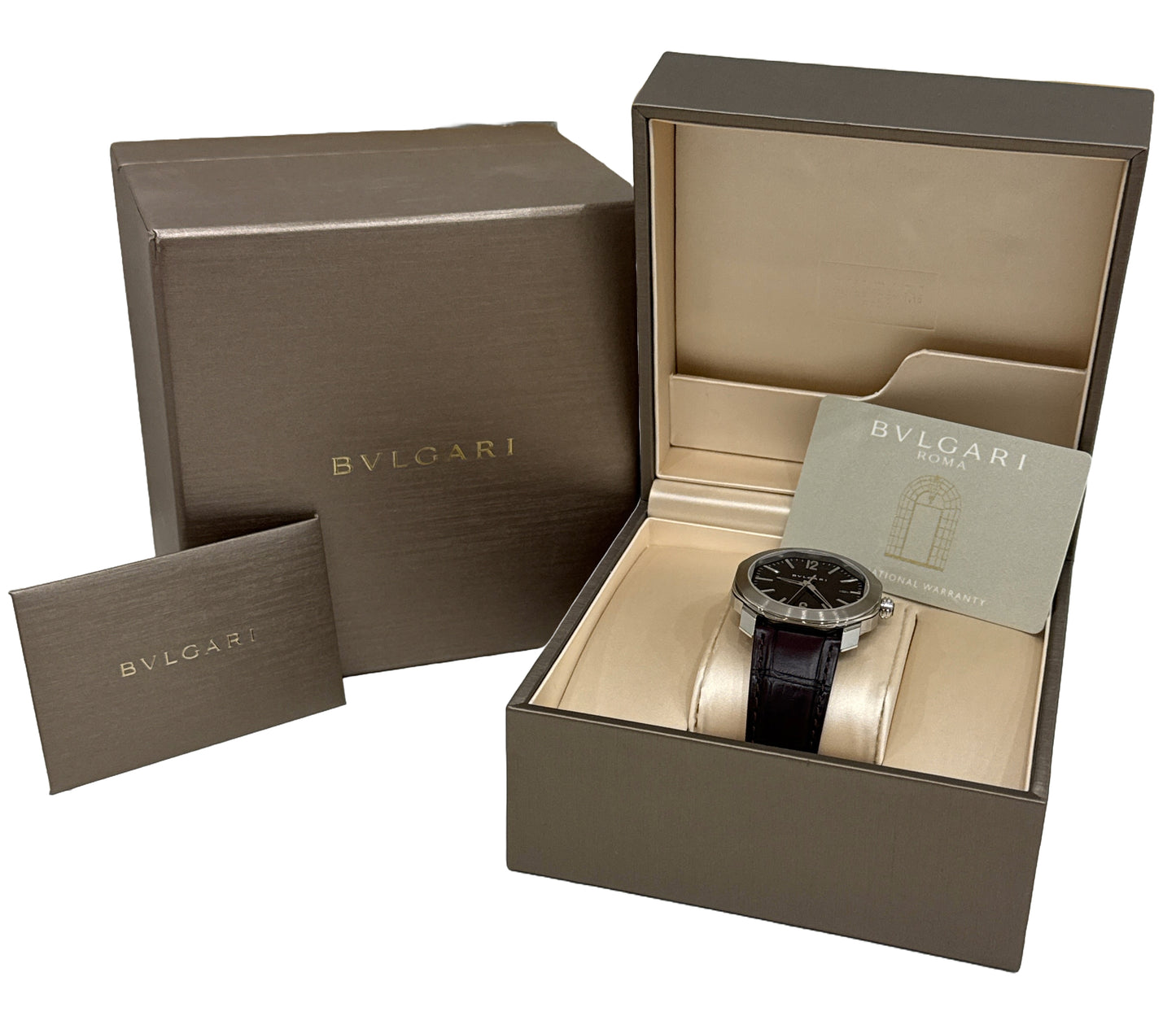 NEW 2025 PAPERS BVLGARI Bulgari 41mm Octo Roma BLACK OC41C1SLD Watch OC 41 S BOX
