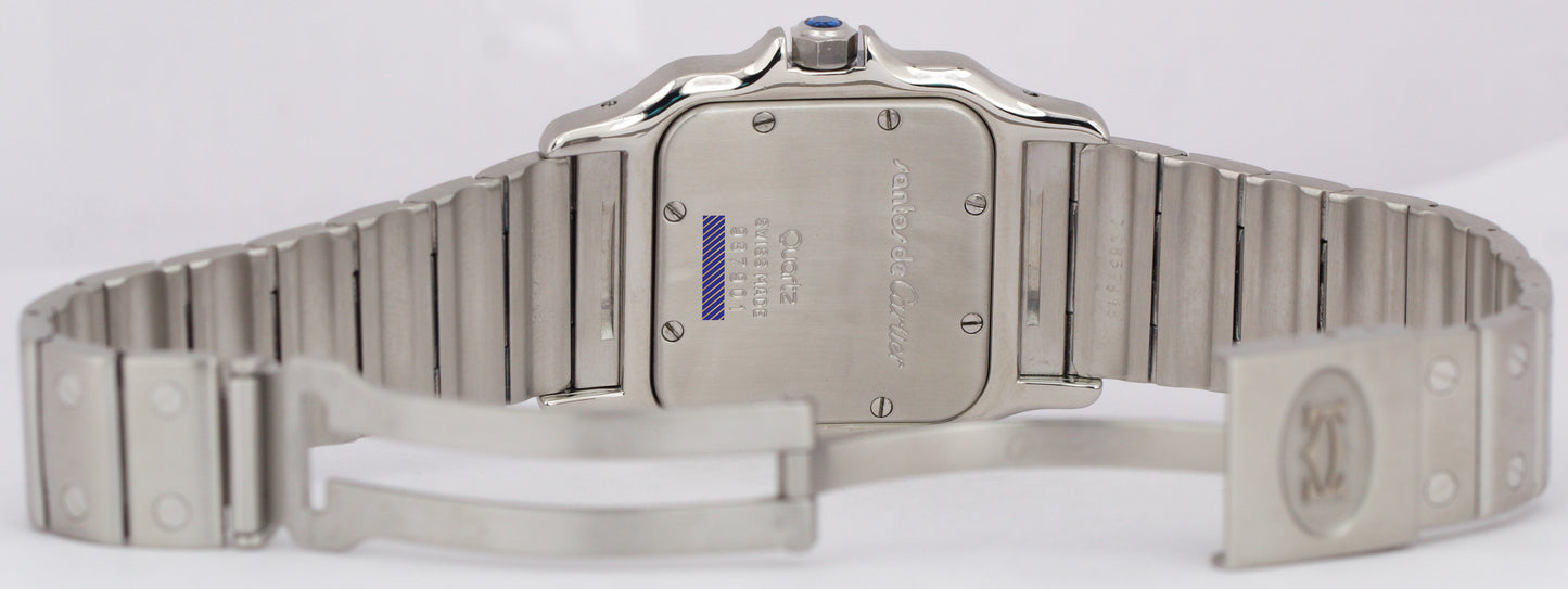 MINT Cartier Santos Galbee PATINA Ivory Stainless Steel 29mm Quartz Watch 987901