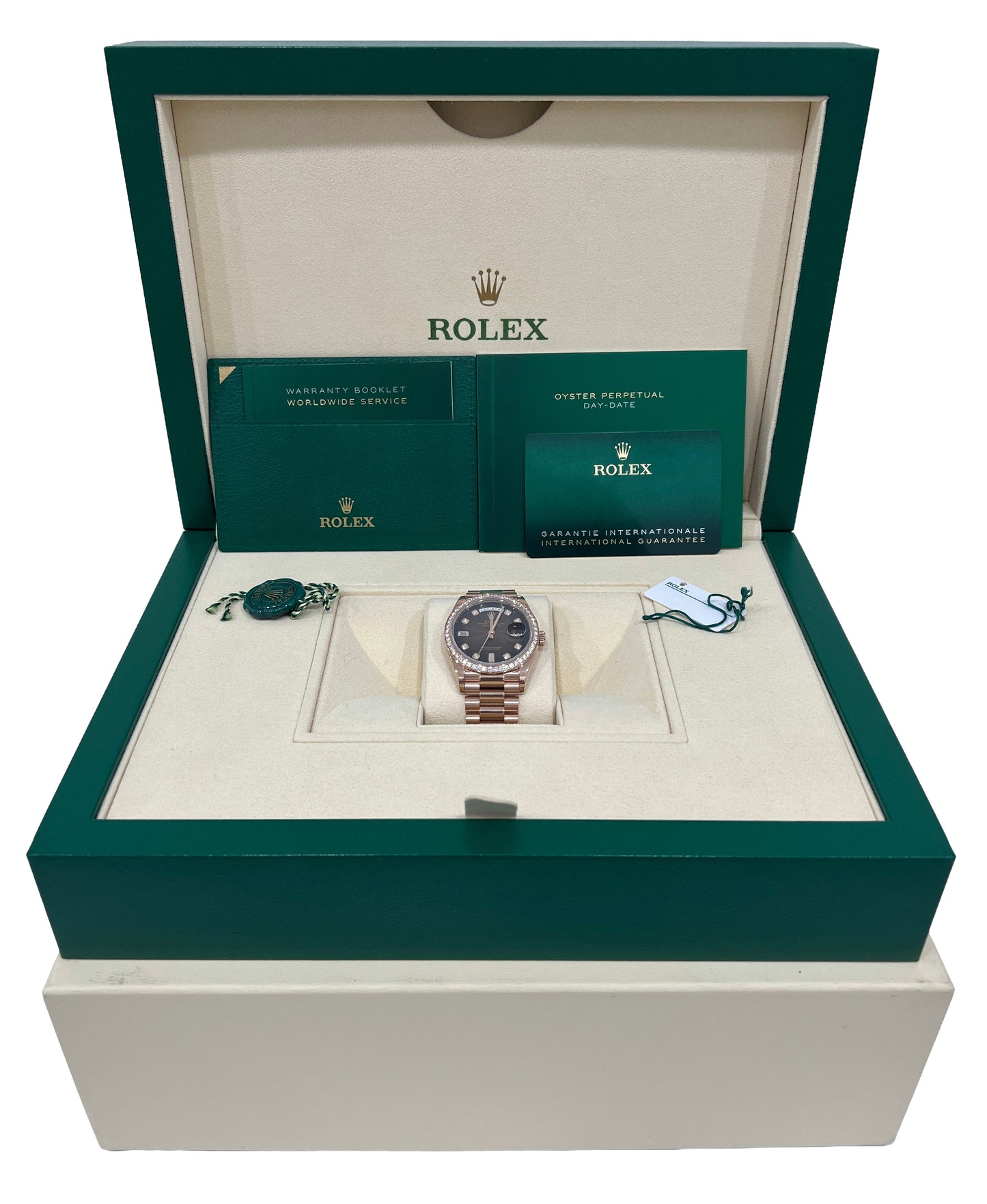 PAPERS Rolex Day-Date President OMBRE CHOCOLATE DIAMOND 36mm 18K 128345RBR BOX