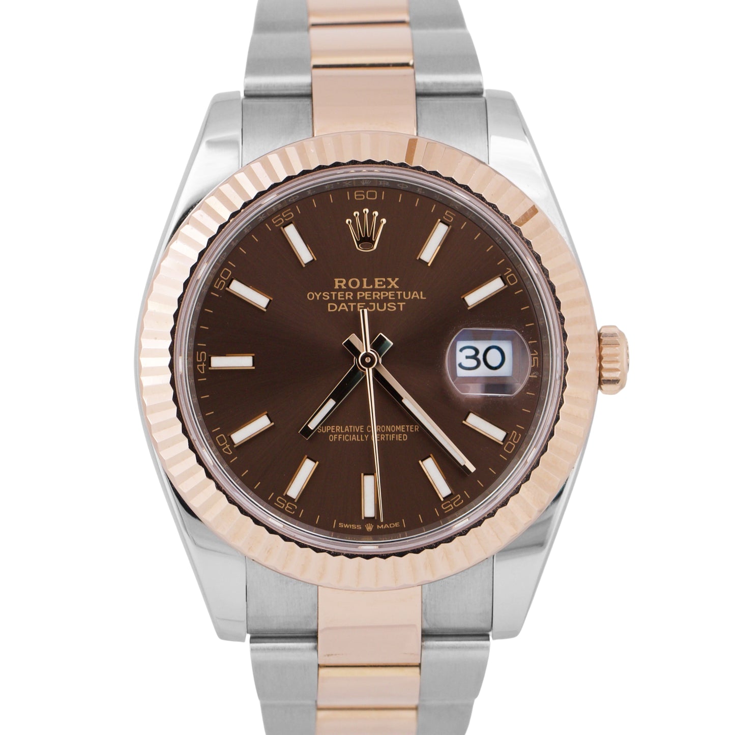 2023 PAPERS Rolex DateJust 41mm CHOCOLATE Brown Steel 18K Gold OYSTER 126331 BOX