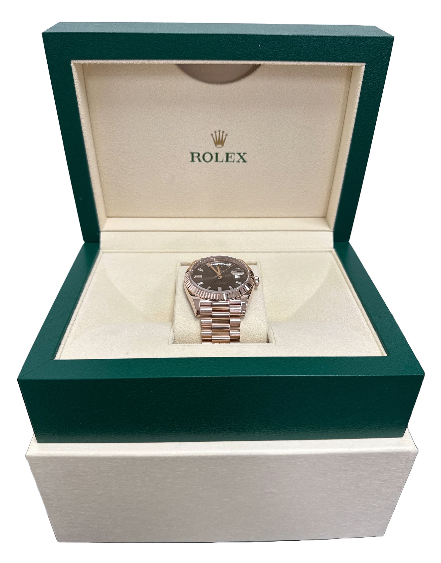 MINT Rolex Day-Date President 40mm FACTORY CHOCOLATE BAGUETTE 18K 228235 BOX
