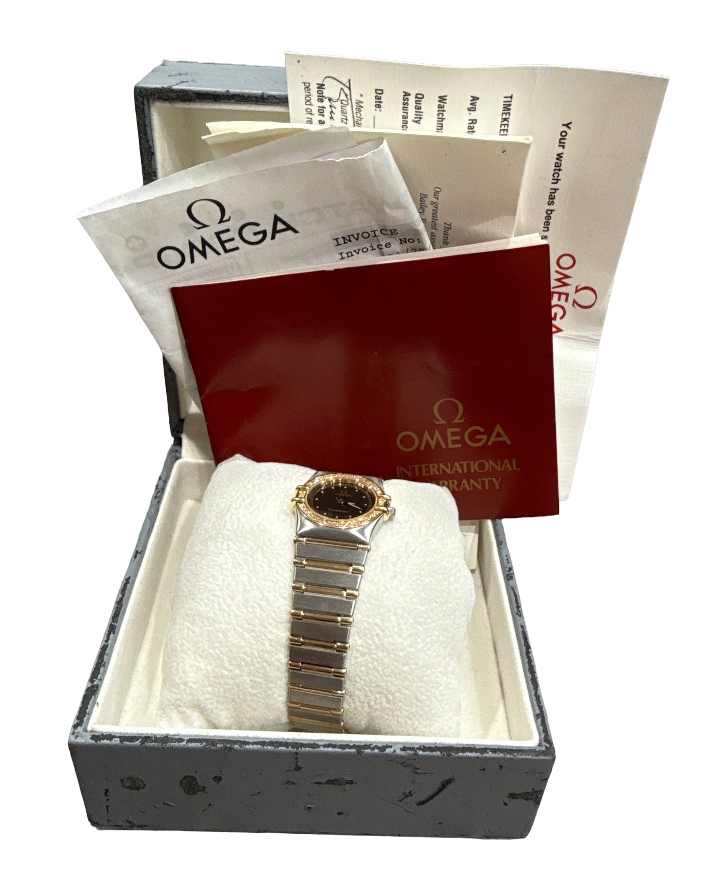 PAPERS Omega Constellation BLACK DIAMOND 18K Steel 22.5mm Quartz 1267.10.00 BOX