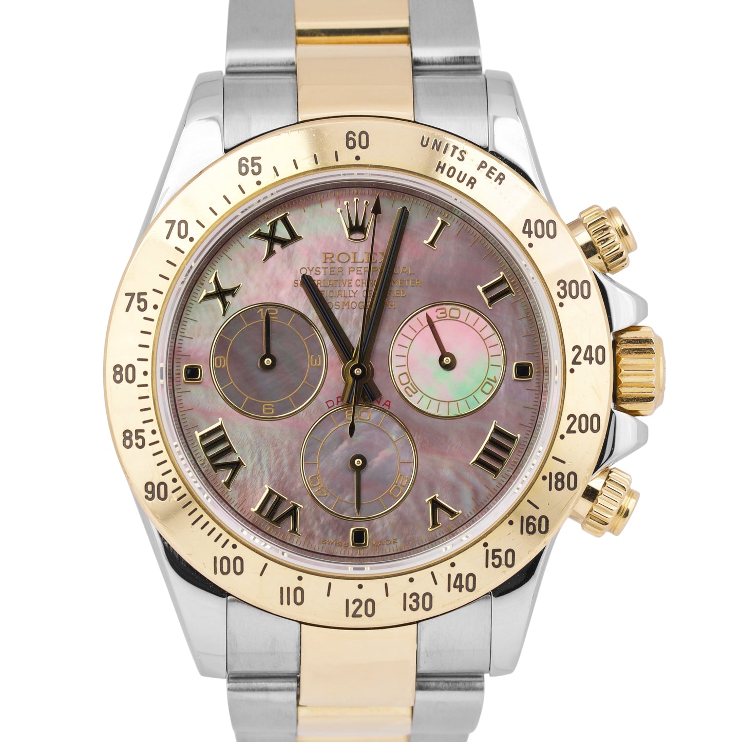 Rolex Daytona Cosmograph 40mm DARK MOTHER OF PEARL 18K Gold Steel REHAUT 116523