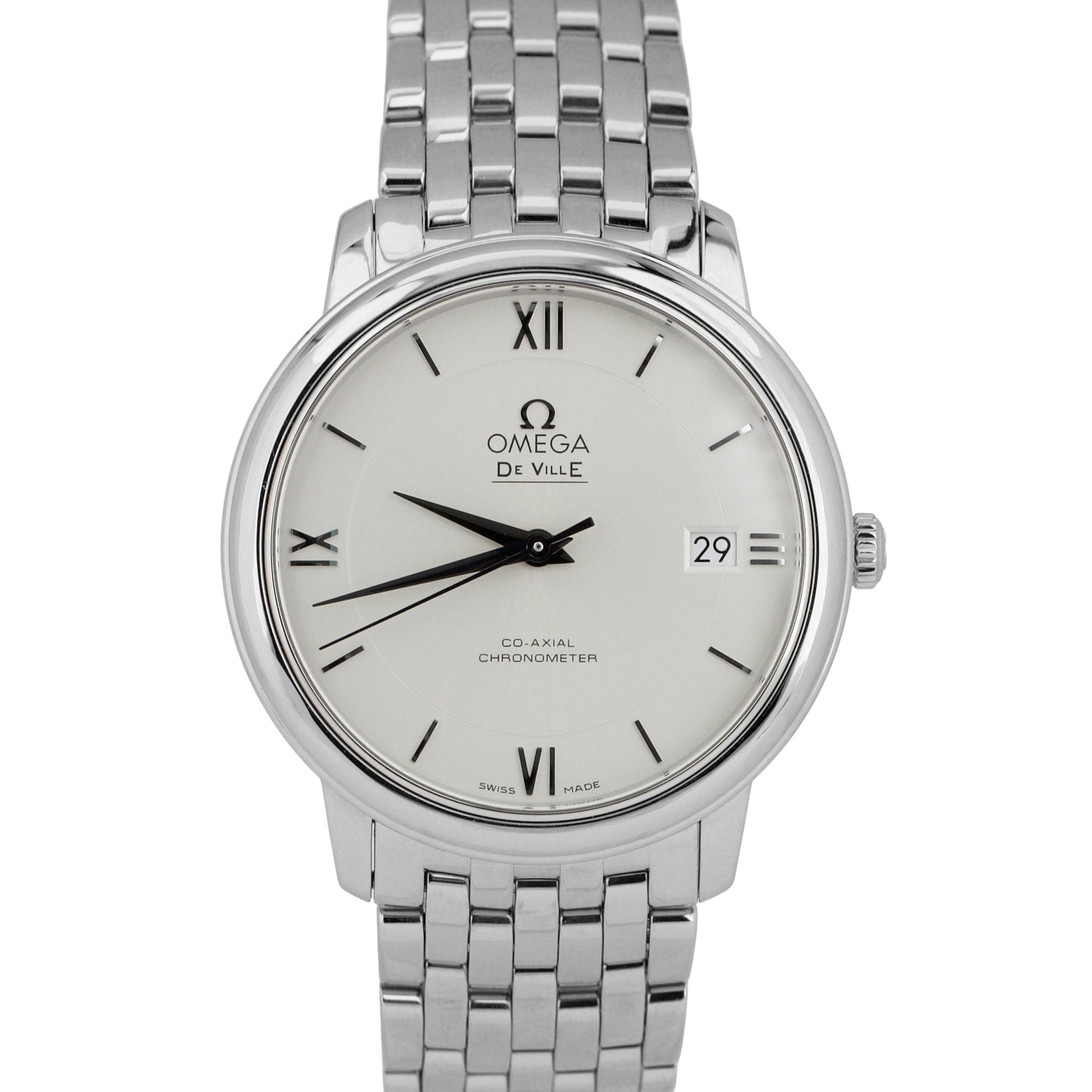 MINT PAPERS Omega De Ville Prestige WHITE Steel 36.8mm 424.10.37.20.02.001 BOX
