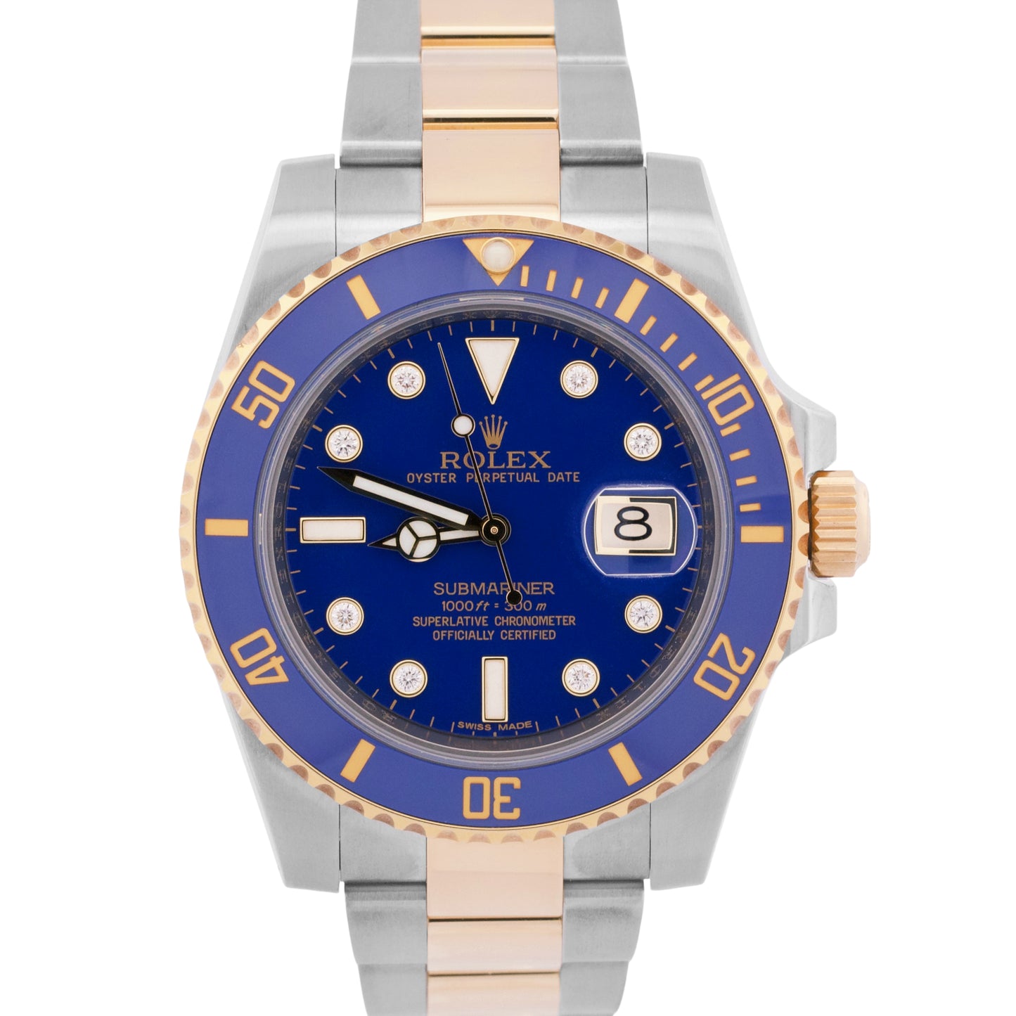 PAPERS Rolex Submariner Date FACTORY BLUE DIAMOND 18K Steel 40mm 116613 LB BOX