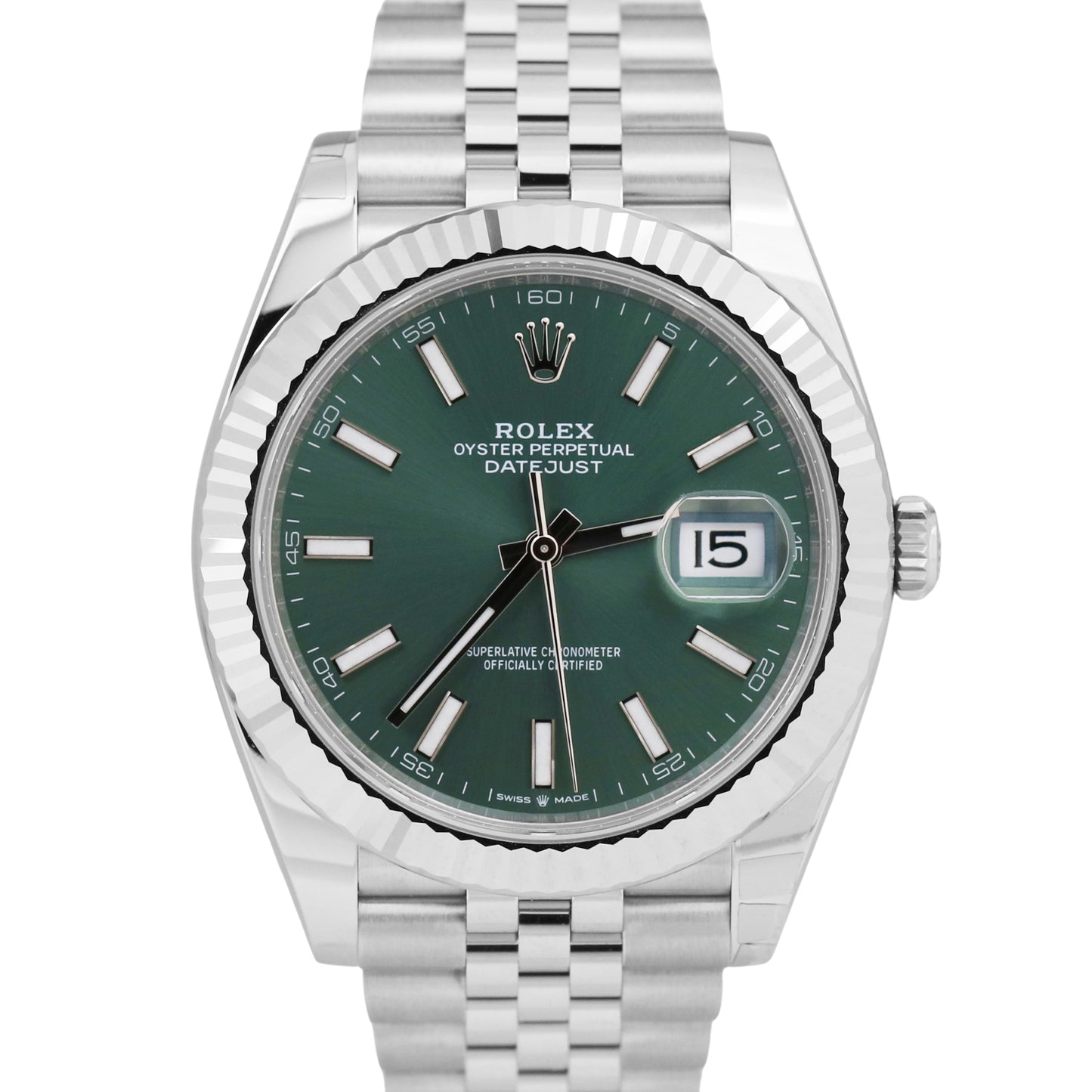 NEW MAY 2024 PAPERS Rolex DateJust 41 MINT GREEN 41mm JUBILEE Watch 126334 BOX