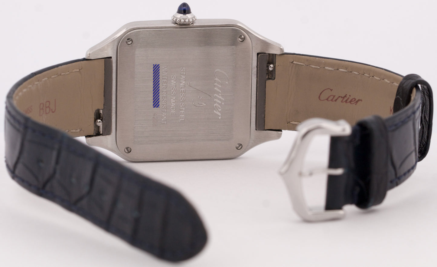 MINT PAPERS Cartier Santos Dumont SILVER Leather Quartz 4228 WSSA0022 31.4mm BOX