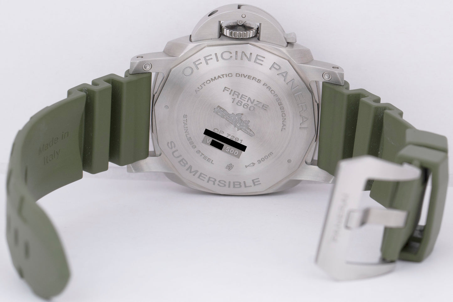 Panerai PAM01055 Submersible VERDE MILITARE PAPERS Green Steel 42mm Watch B+P
