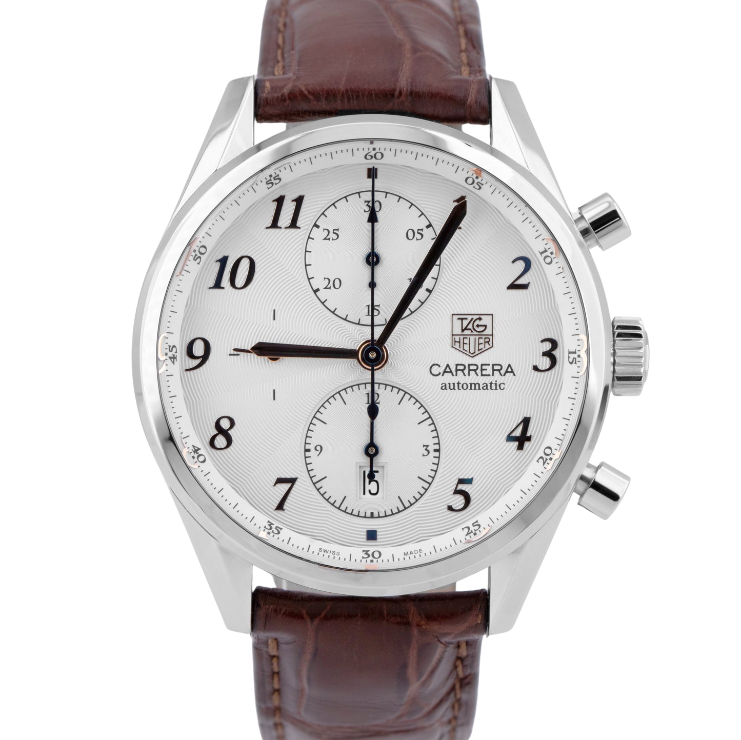 Tag Heuer Carrera Chronograph CAS2112.FC6291 White Stainless Brown 41mm Watch