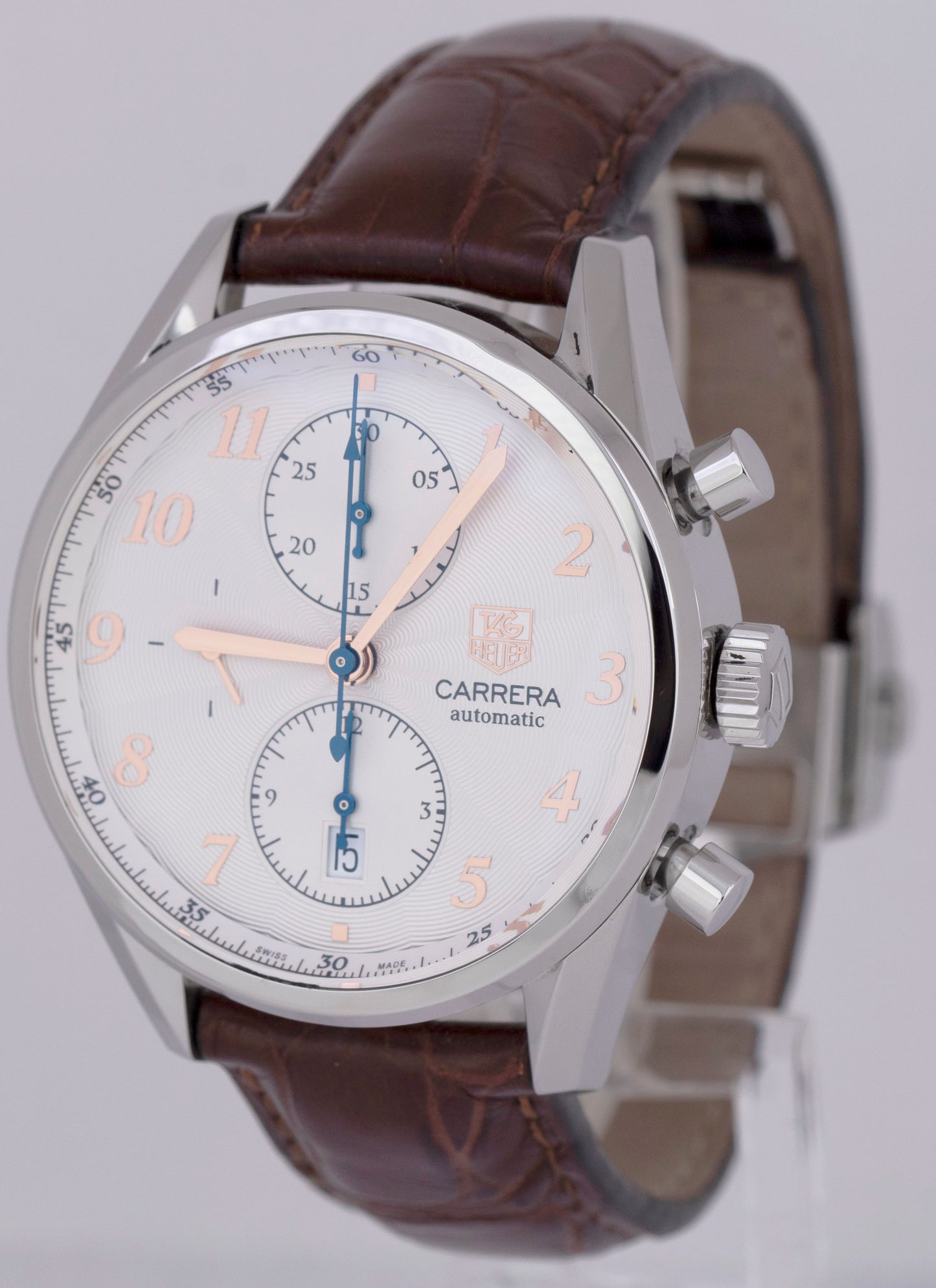 Tag Heuer Carrera Chronograph CAS2112.FC6291 White Stainless Brown 41mm Watch
