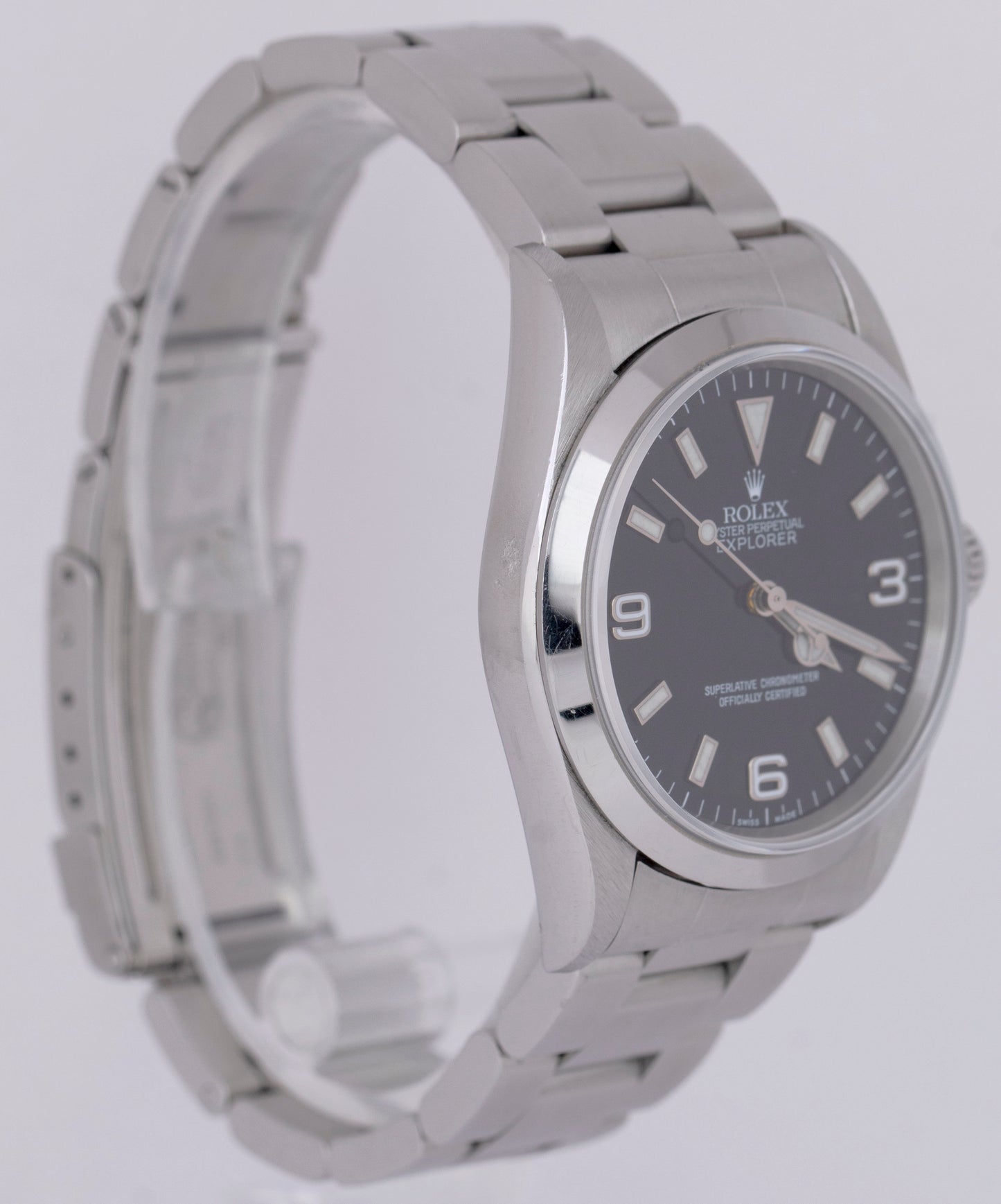 UNPOLISHED Rolex Explorer I PAPERS Black 36mm 3-6-9 Steel Oyster Watch 14270 B+P