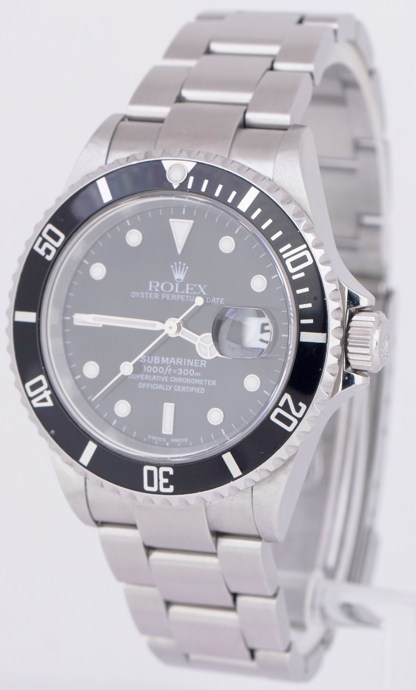 UNPOLISHED 2004 Rolex Submariner Date PAPERS 40mm NO-HOLES 16610 SEL Watch B+P