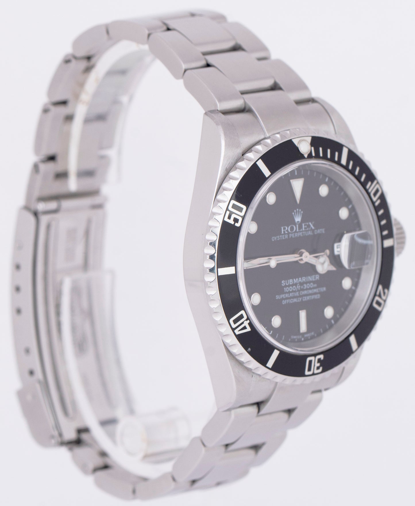 UNPOLISHED 2004 Rolex Submariner Date PAPERS 40mm NO-HOLES 16610 SEL Watch B+P