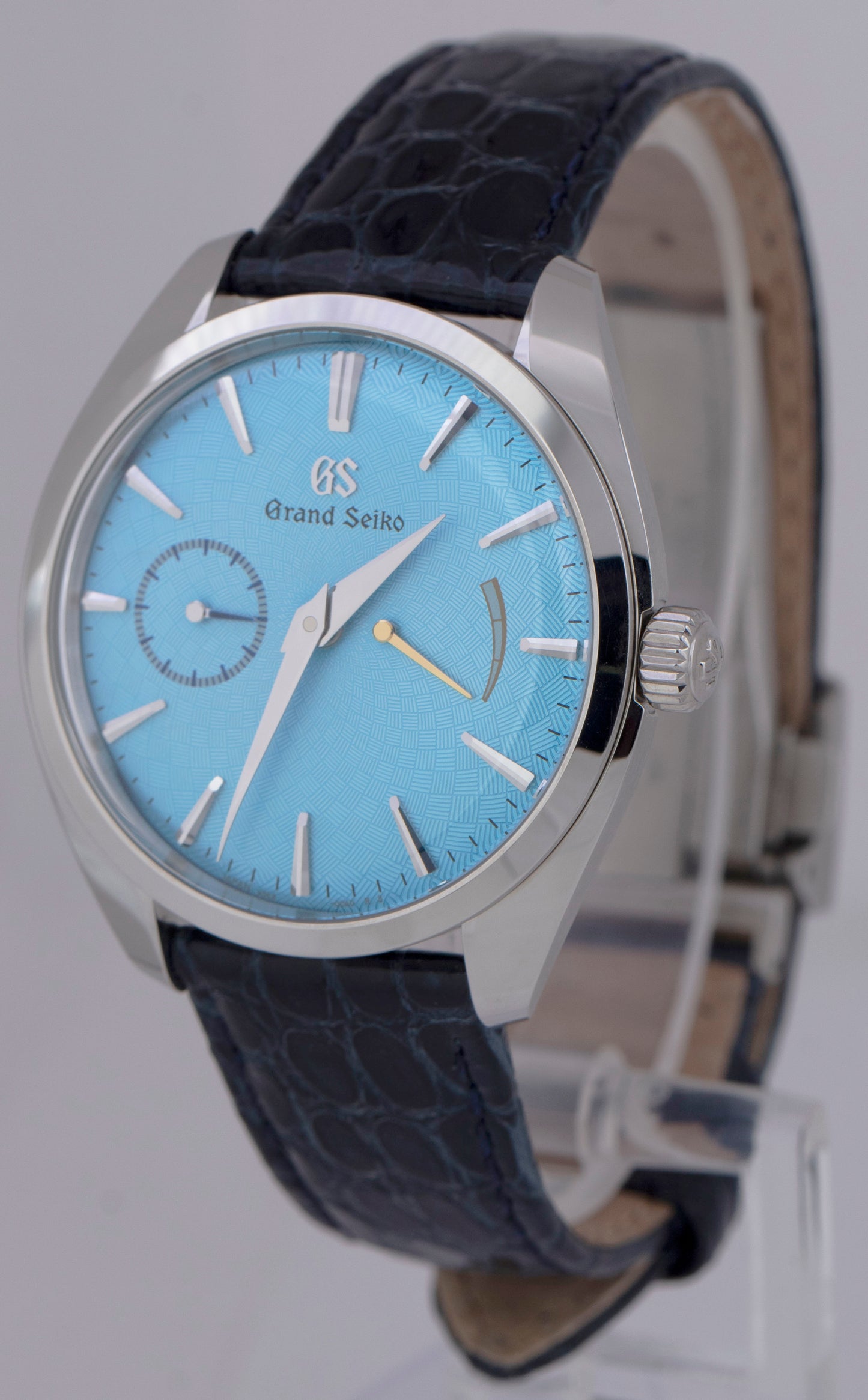 Grand Seiko Elegance Collection 39mm BLUE Steel Leather Manual Watch SBGK015 BOX