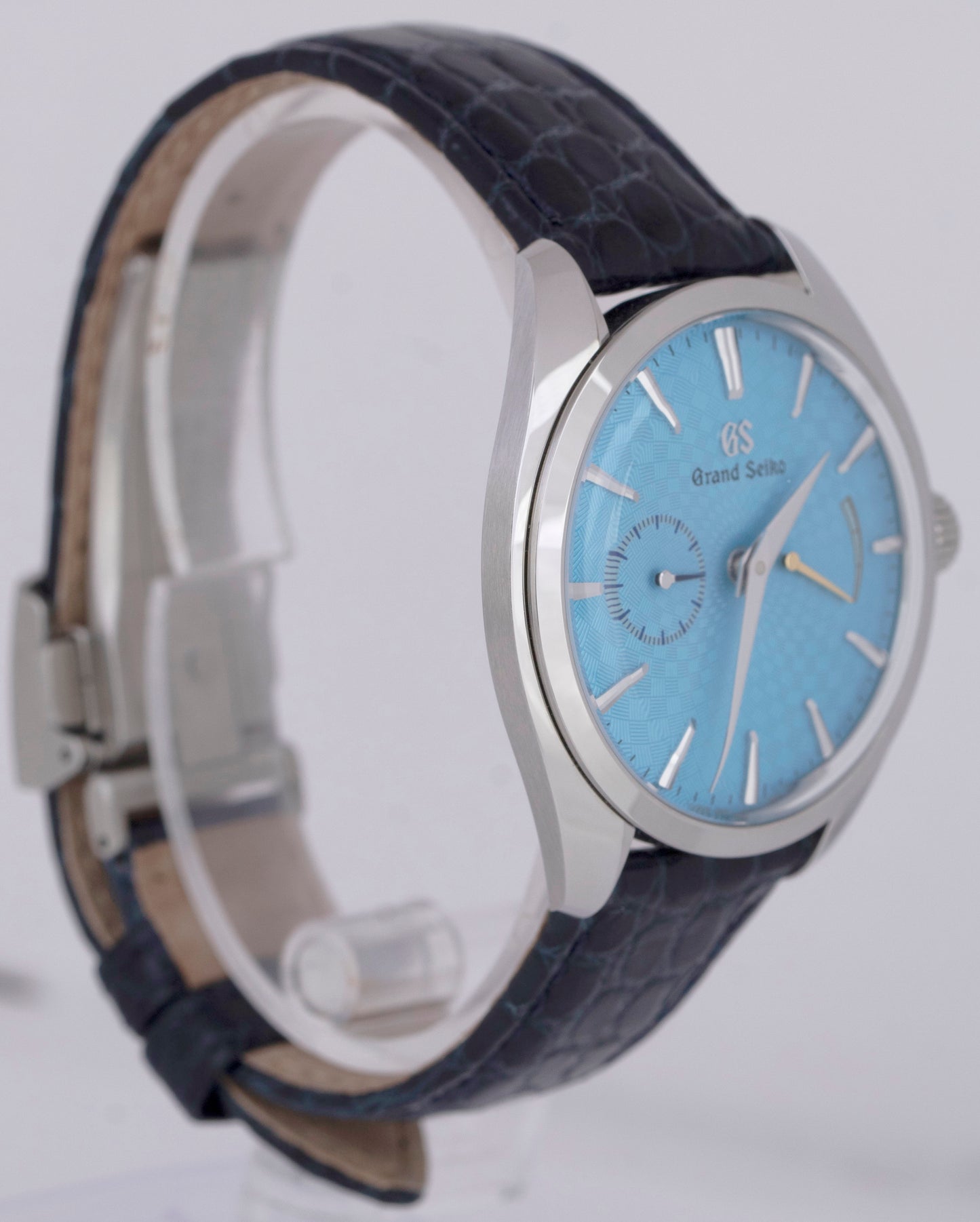 Grand Seiko Elegance Collection 39mm BLUE Steel Leather Manual Watch SBGK015 BOX