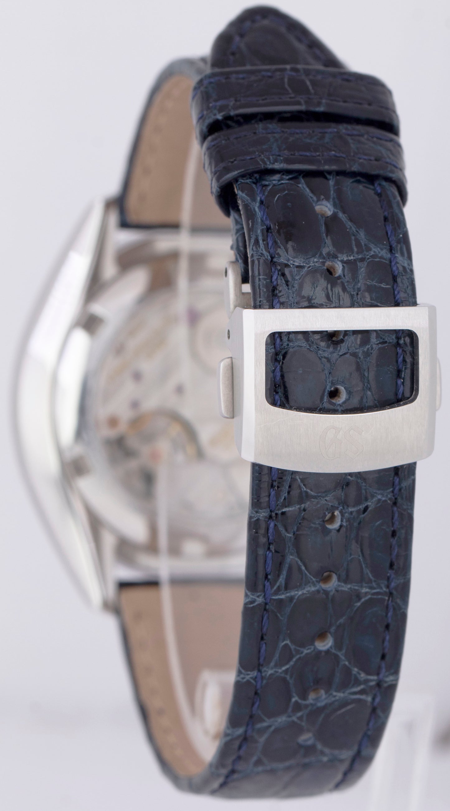 Grand Seiko Elegance Collection 39mm BLUE Steel Leather Manual Watch SBGK015 BOX
