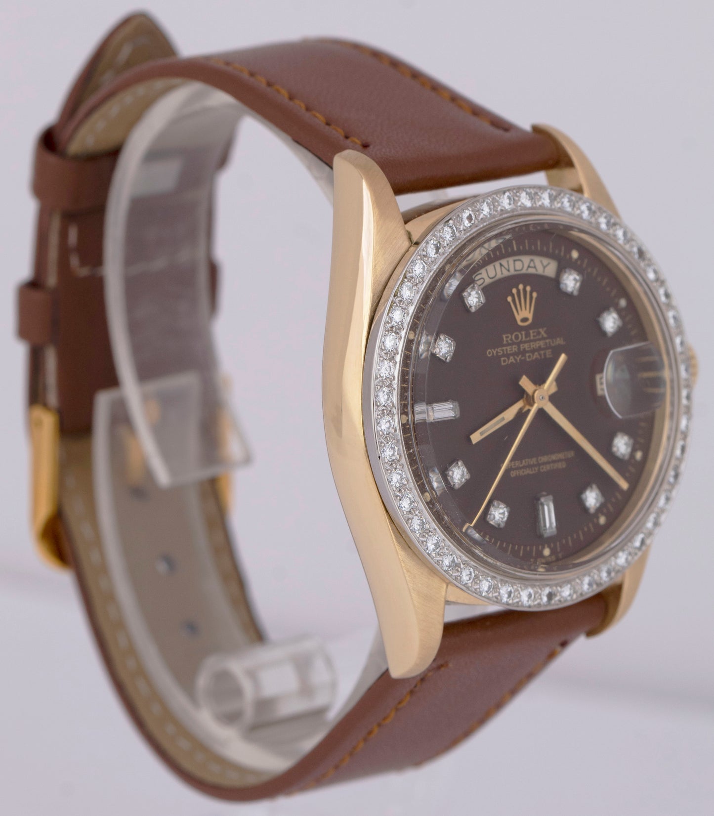 MINT VINTAGE Rolex Day-Date President DIAMOND Brown 36mm 18K Gold Watch 1803