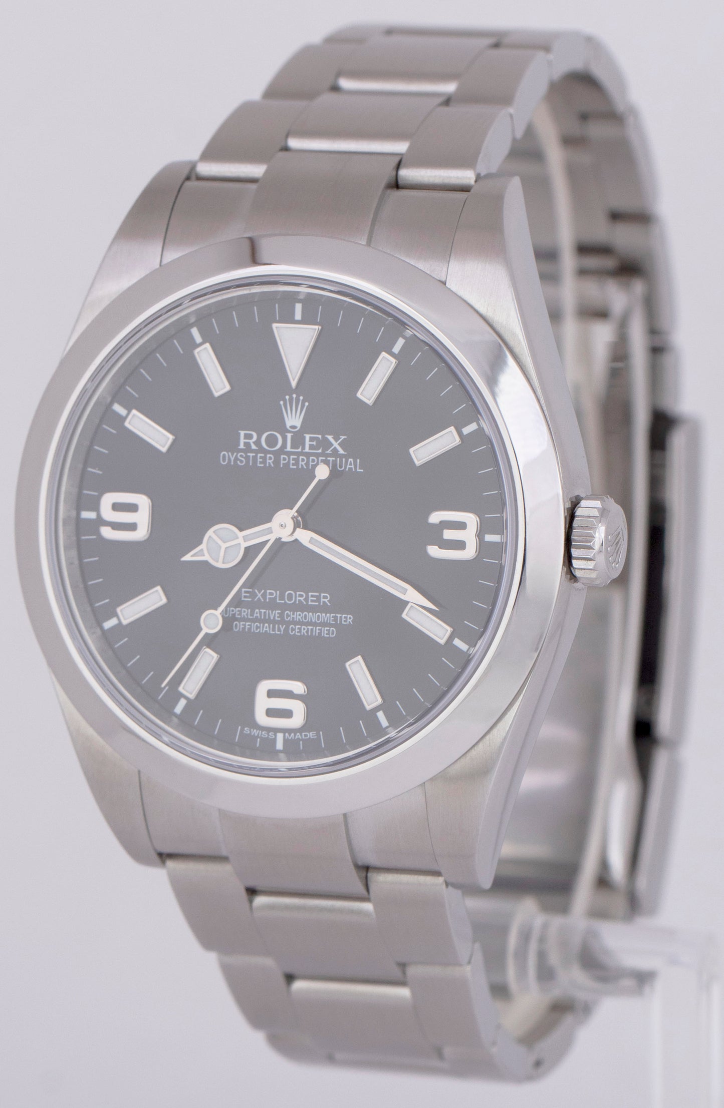 MINT Rolex Explorer I Black Stainless Steel 39mm MK1 Automatic Watch 214270 B+P