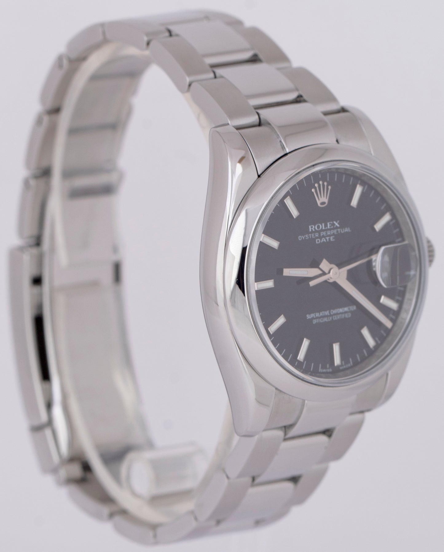 MINT Rolex Oyster Perpetual Date 34mm Black Dial Stainless Steel 115200 Watch