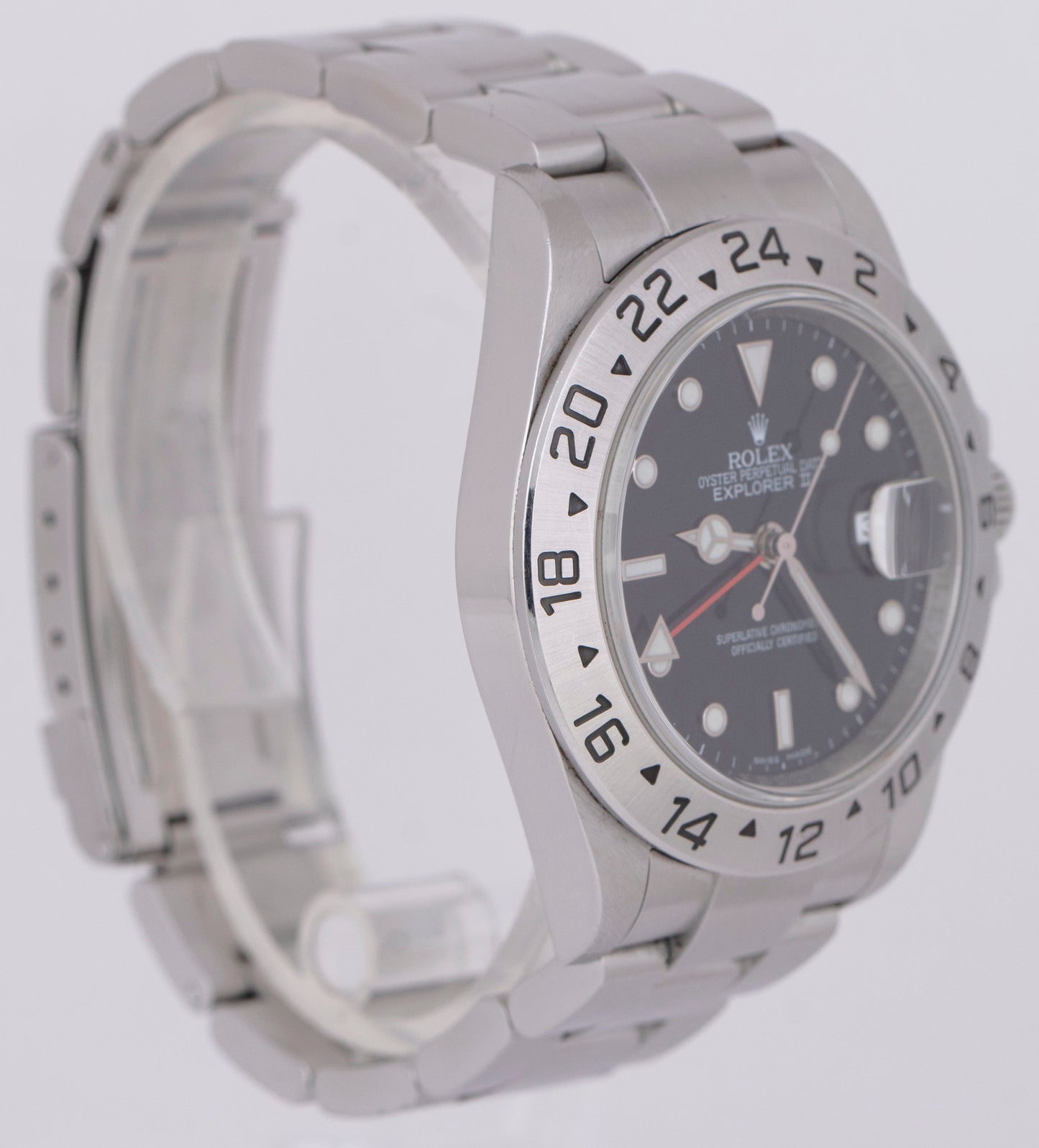 Rolex Explorer II 3186 NO-HOLES Black REHAUT 40mm Stainless Steel 16570 T Watch