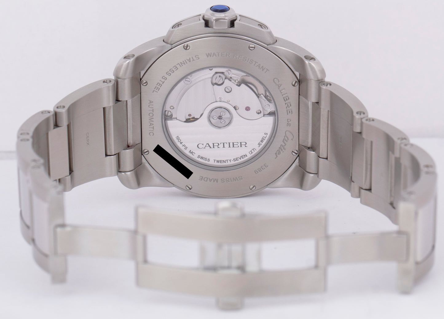 MINT Men's Cartier Calibre White Roman 42mm Stainless Date Watch 3389 / W7100015