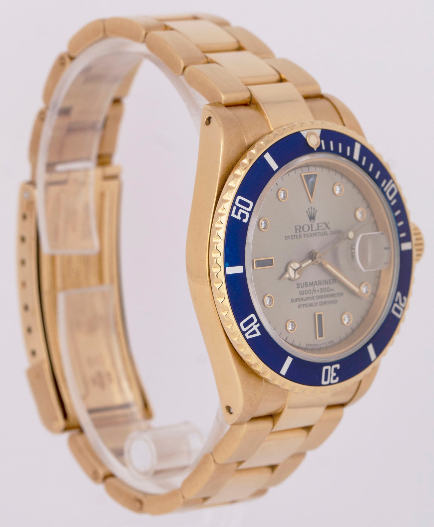 Rolex Submariner Date FACTORY SLATE SERTI 18K Gold 40mm Oyster Blue 16808 Watch