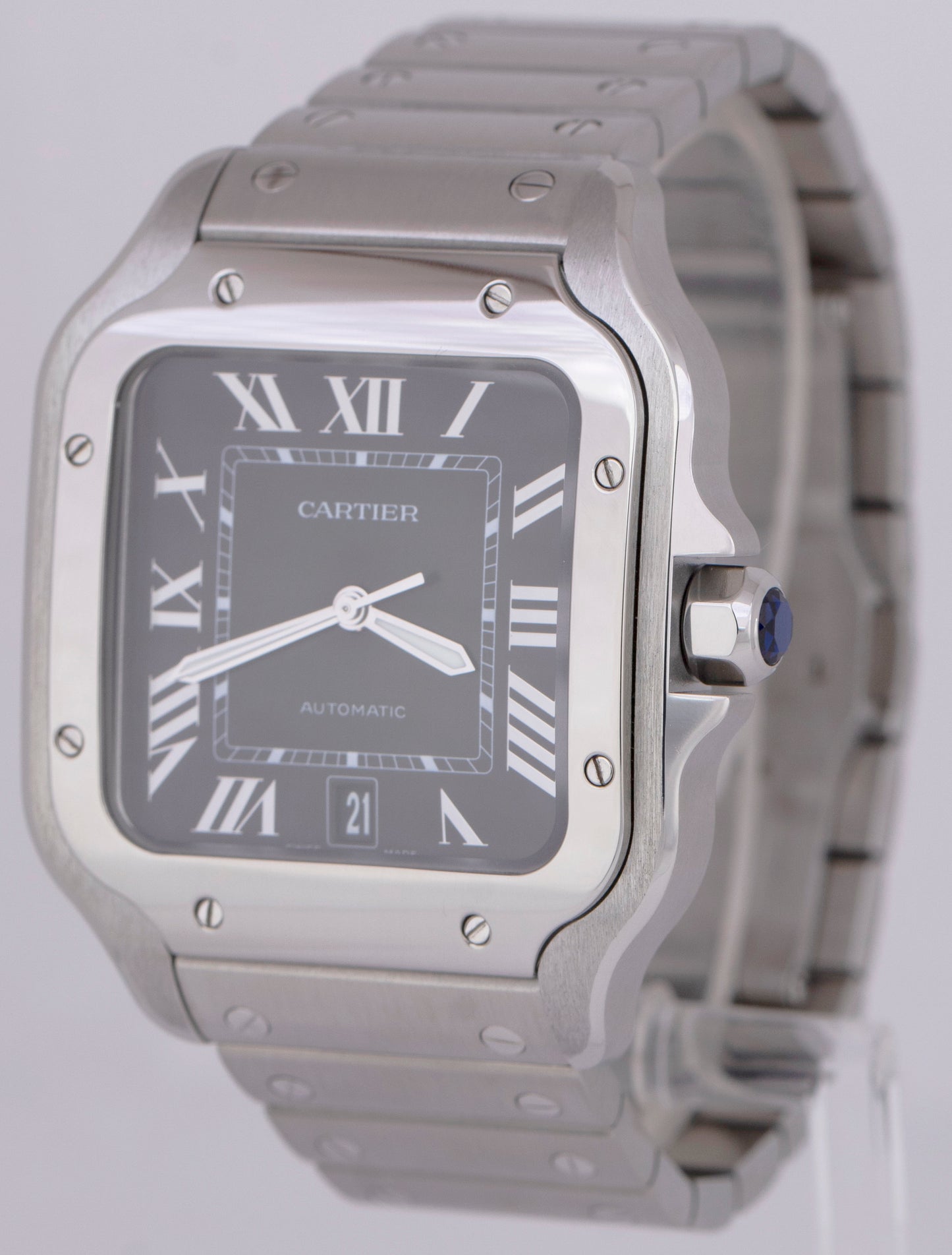 MINT 2024 PAPERS Cartier Santos-Dumont GREEN 4072 WSSA0062 39.8mm Date Watch BOX