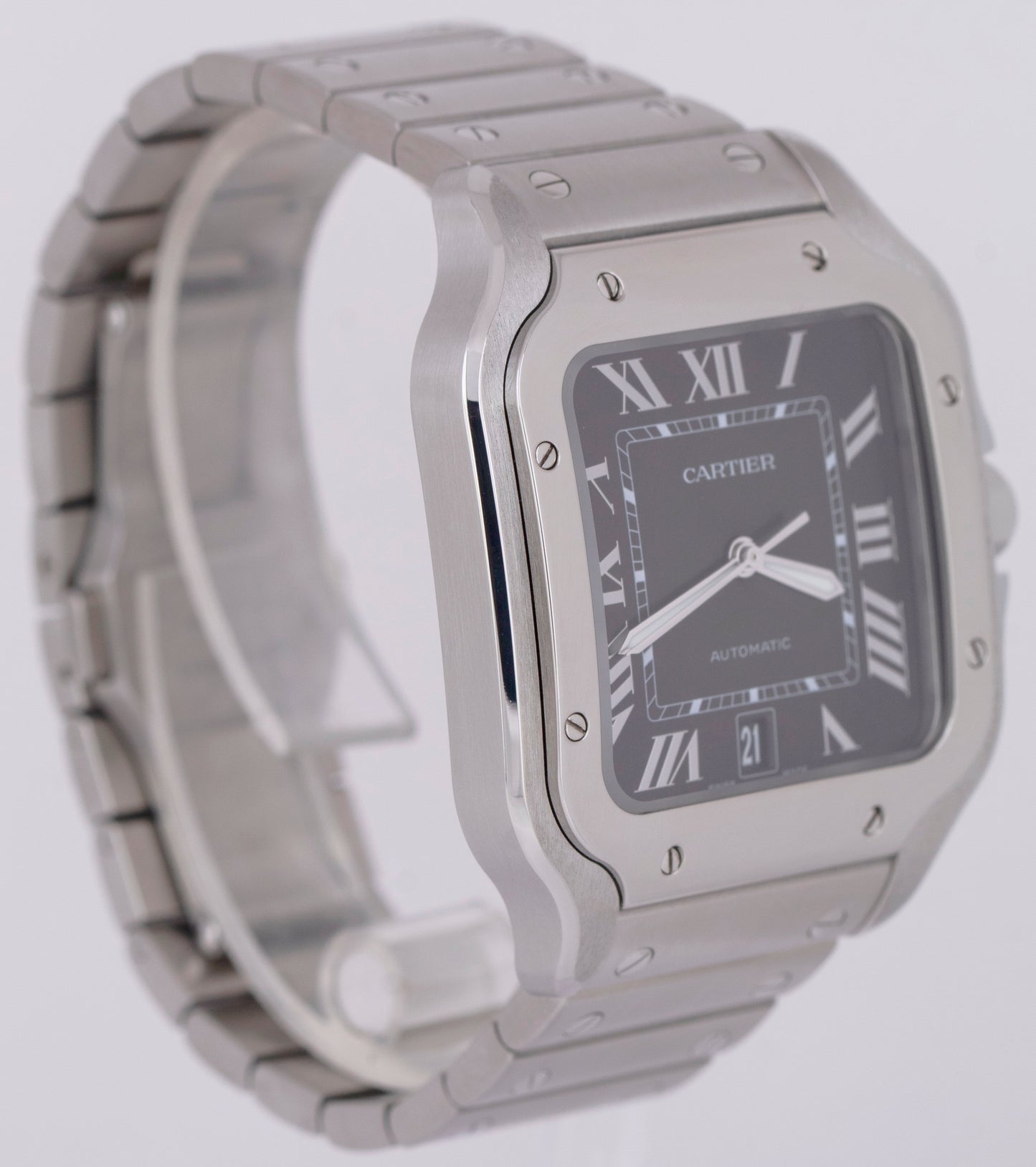 MINT 2024 PAPERS Cartier Santos-Dumont GREEN 4072 WSSA0062 39.8mm Date Watch BOX