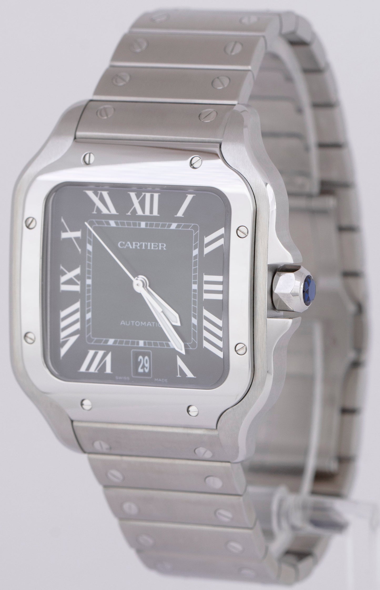 NEW 2023 PAPERS Cartier Santos-Dumont Green Dial Steel WSSA0062 39.8mm Watch B+P