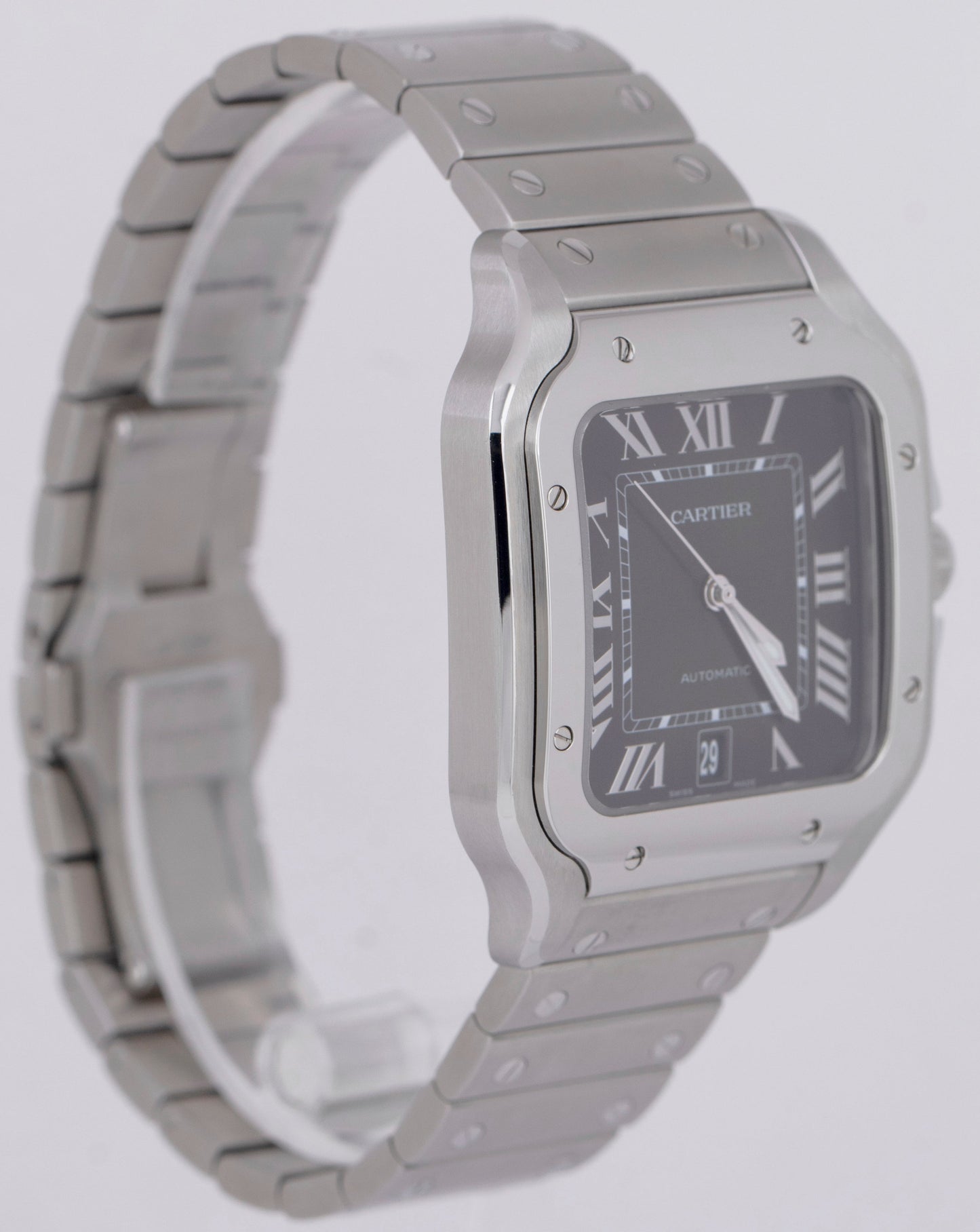 NEW 2023 PAPERS Cartier Santos-Dumont Green Dial Steel WSSA0062 39.8mm Watch B+P