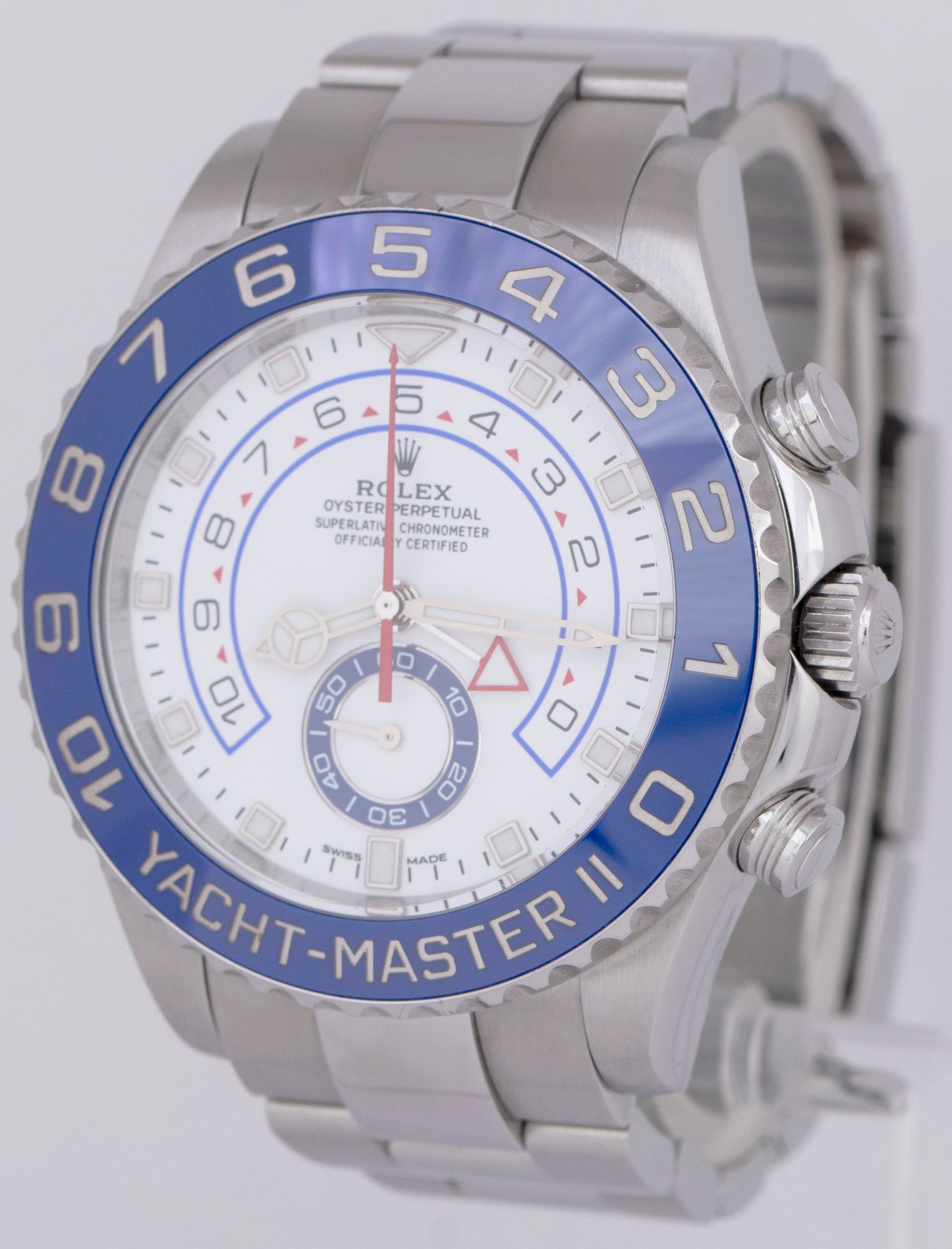 Rolex Yacht-Master II PAPERS 44mm NEW HANDS Stainless White 116680 Watch B+P