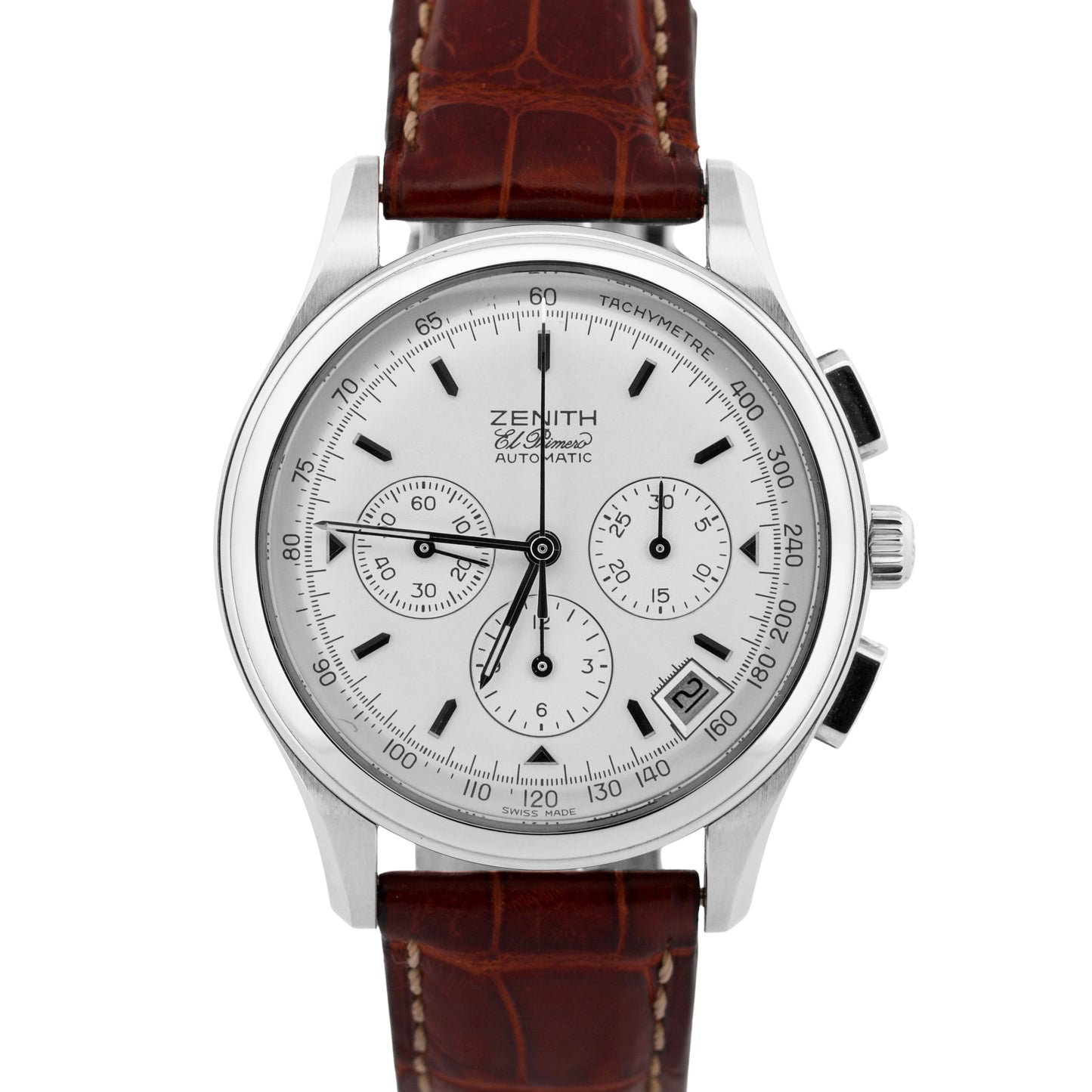 Zenith El Primero Chronograph Automatic SILVER Steel Leather 38mm 90/01.0500.400