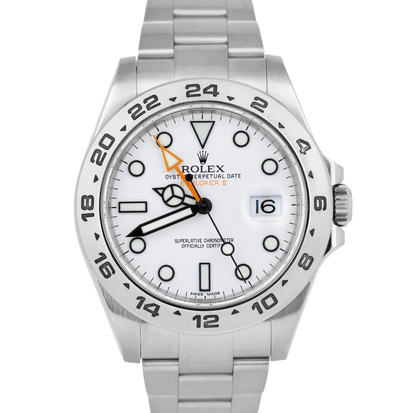Rolex Explorer II PAPERS 42mm 216570 POLAR WHITE Orange Steel GMT Date Watch B+P