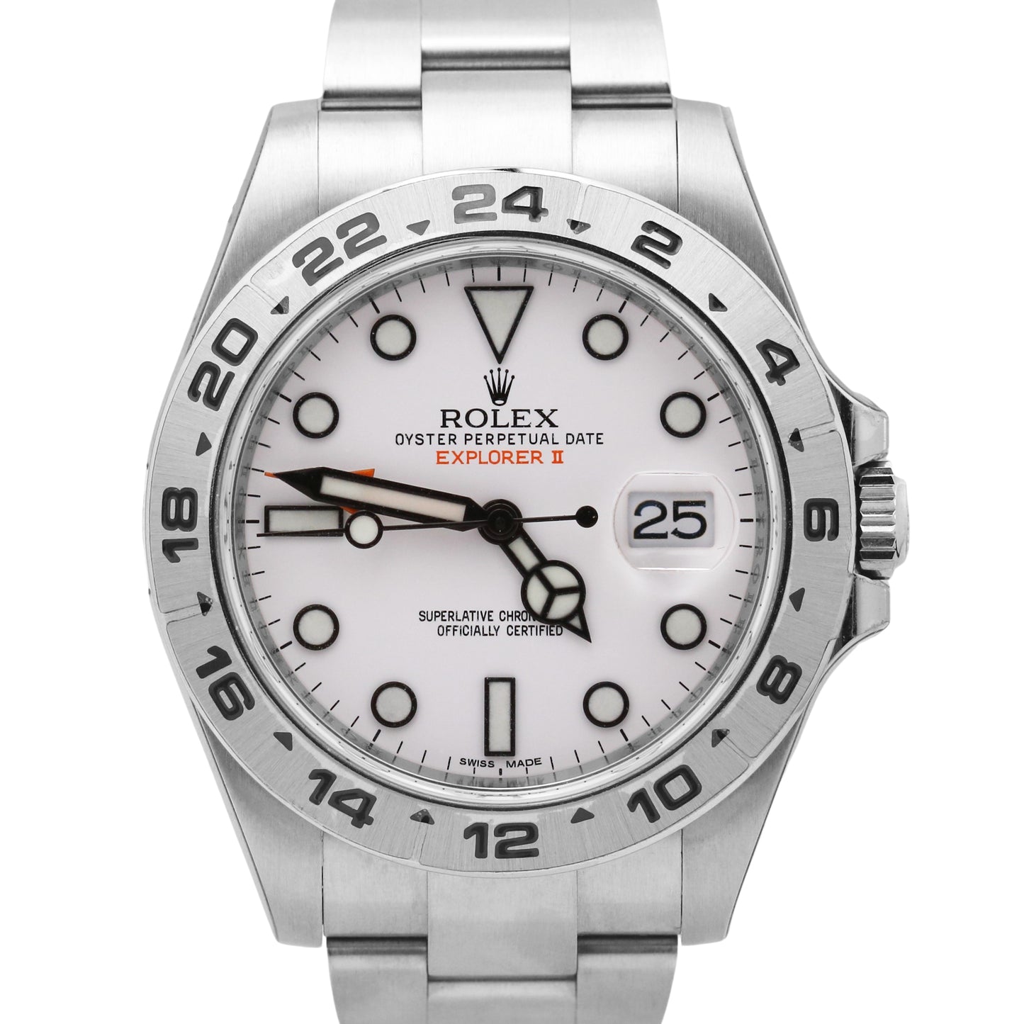 NEW STICKERED Rolex Explorer II 42mm 216570 White Orange Stainless Date BOX