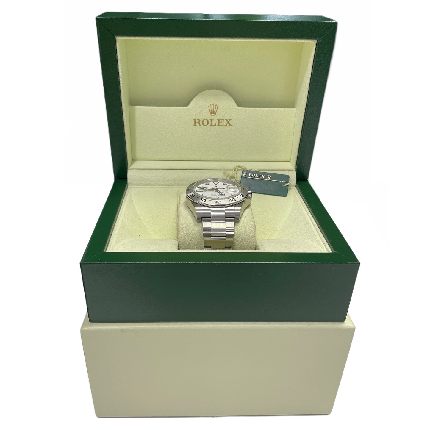 NEW STICKERED Rolex Explorer II 42mm 216570 White Orange Stainless Date BOX
