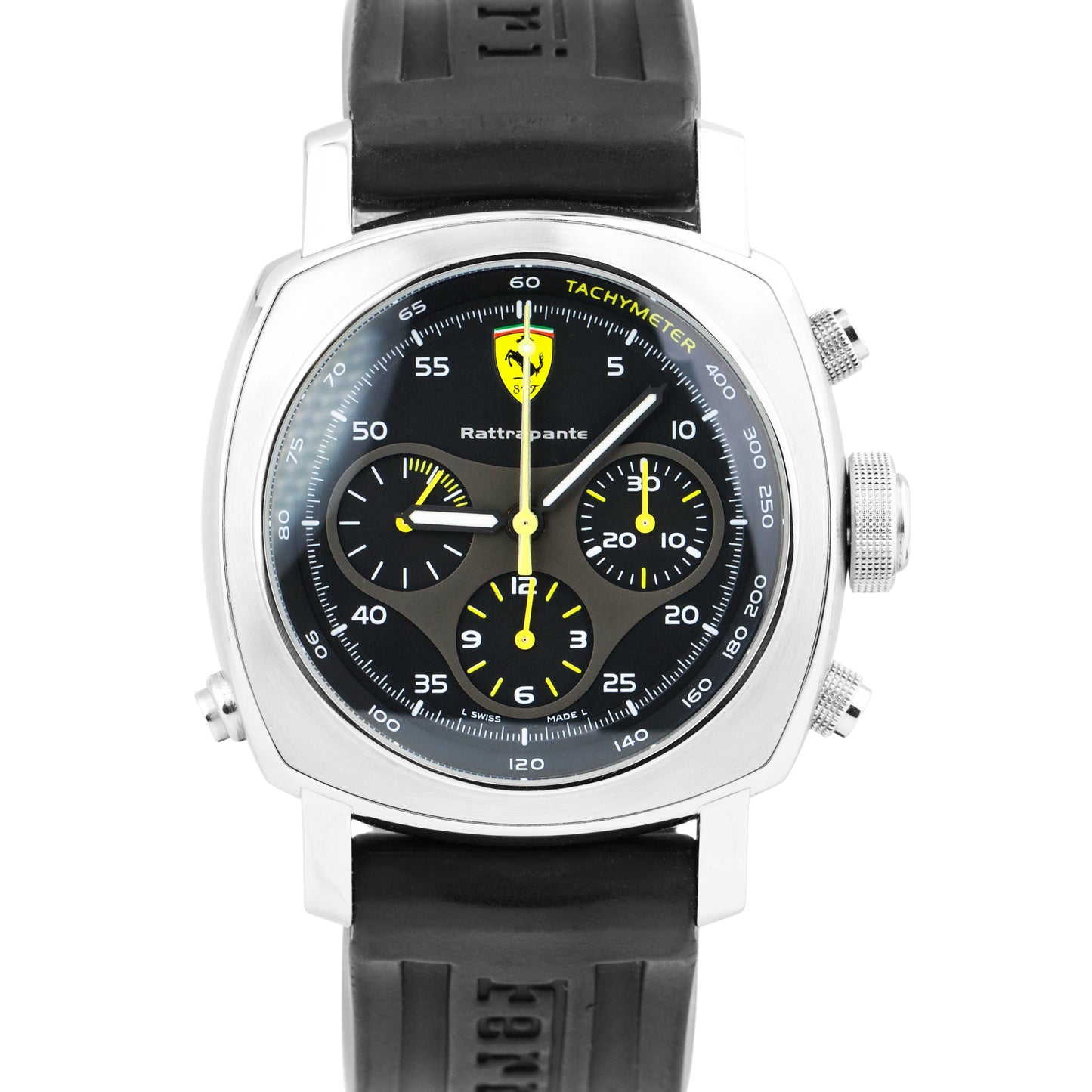 Panerai Ferrari Scuderia Rattrapante Black Steel 45mm Rubber Watch FER00010