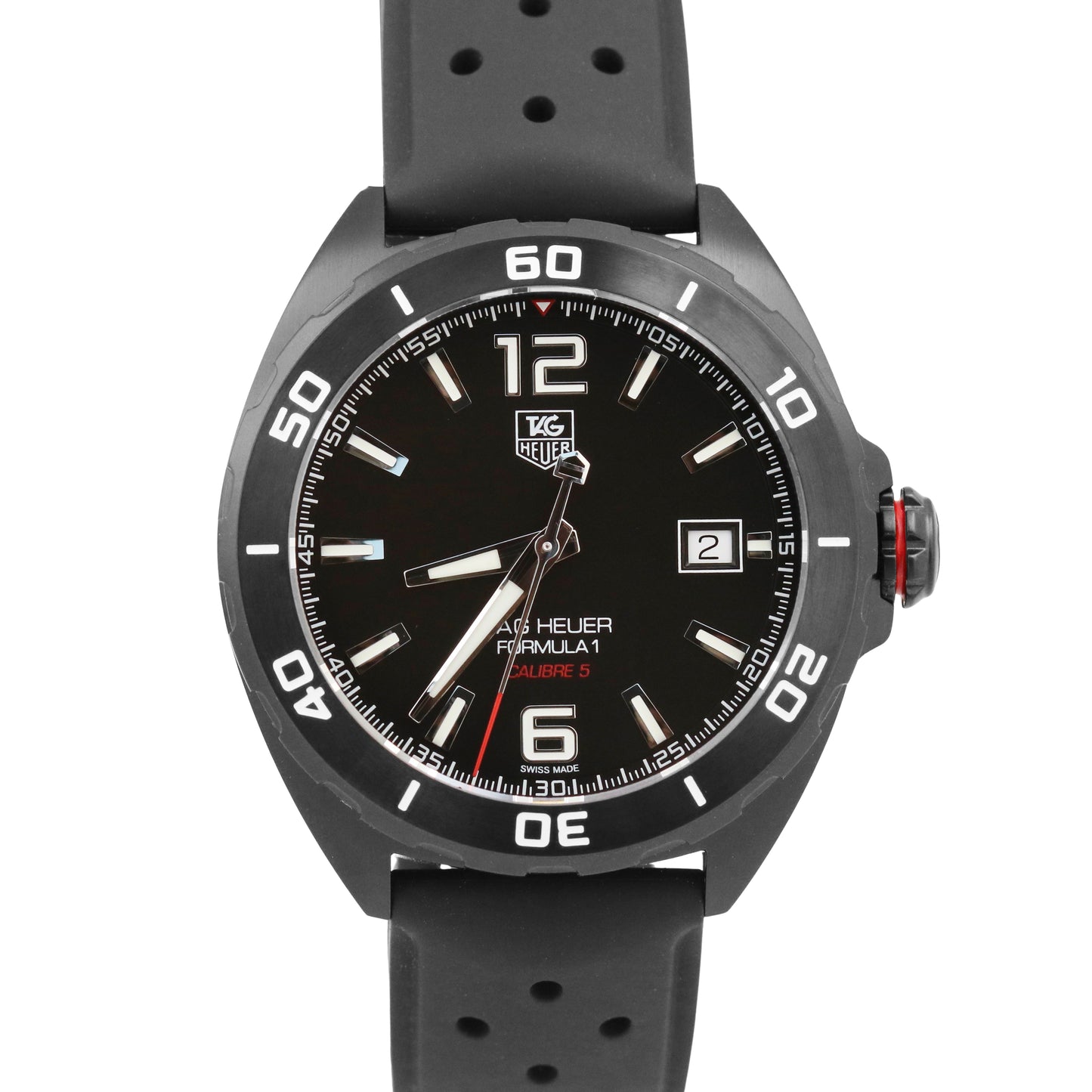 NEW PAPERS Tag Heuer Formula 1 BLACK Steel PVD Rubber 41mm WAZ2115.FT8023 BOX