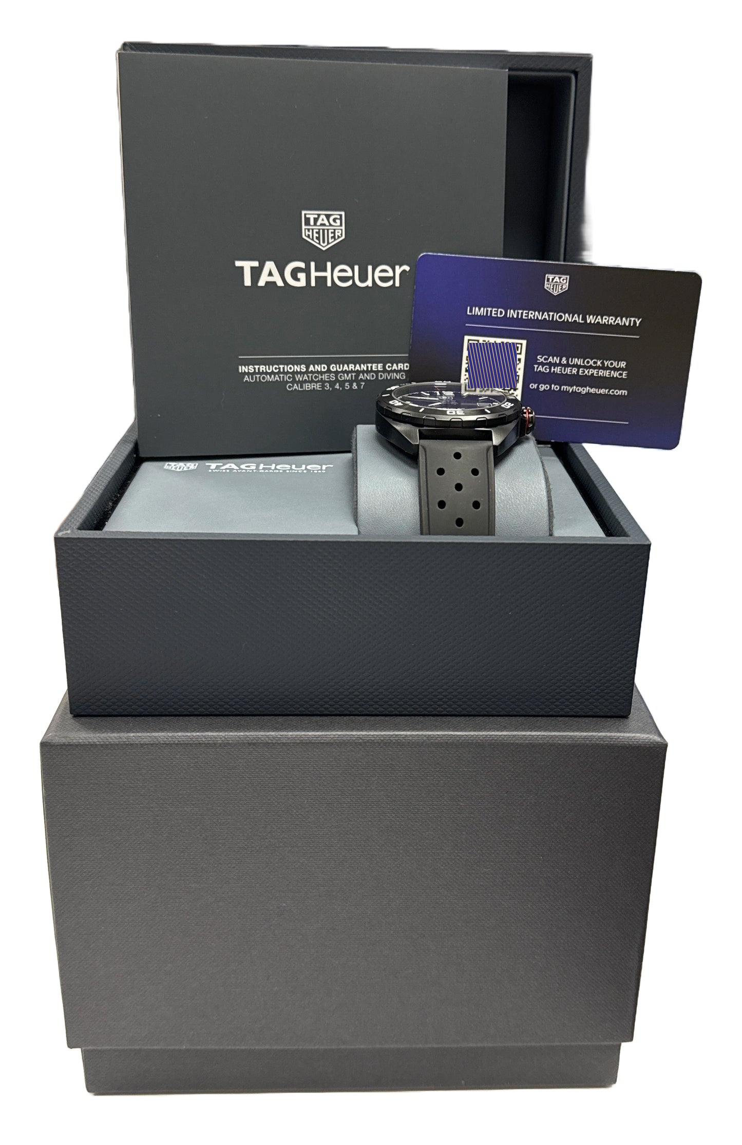 NEW PAPERS Tag Heuer Formula 1 BLACK Steel PVD Rubber 41mm WAZ2115.FT8023 BOX