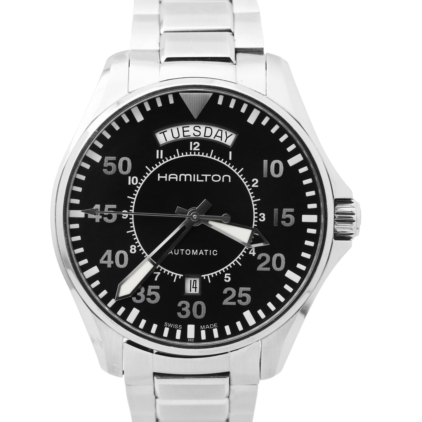 Hamilton Khaki Aviation Pilot Day Date Auto Steel Black 42mm H646150 Watch