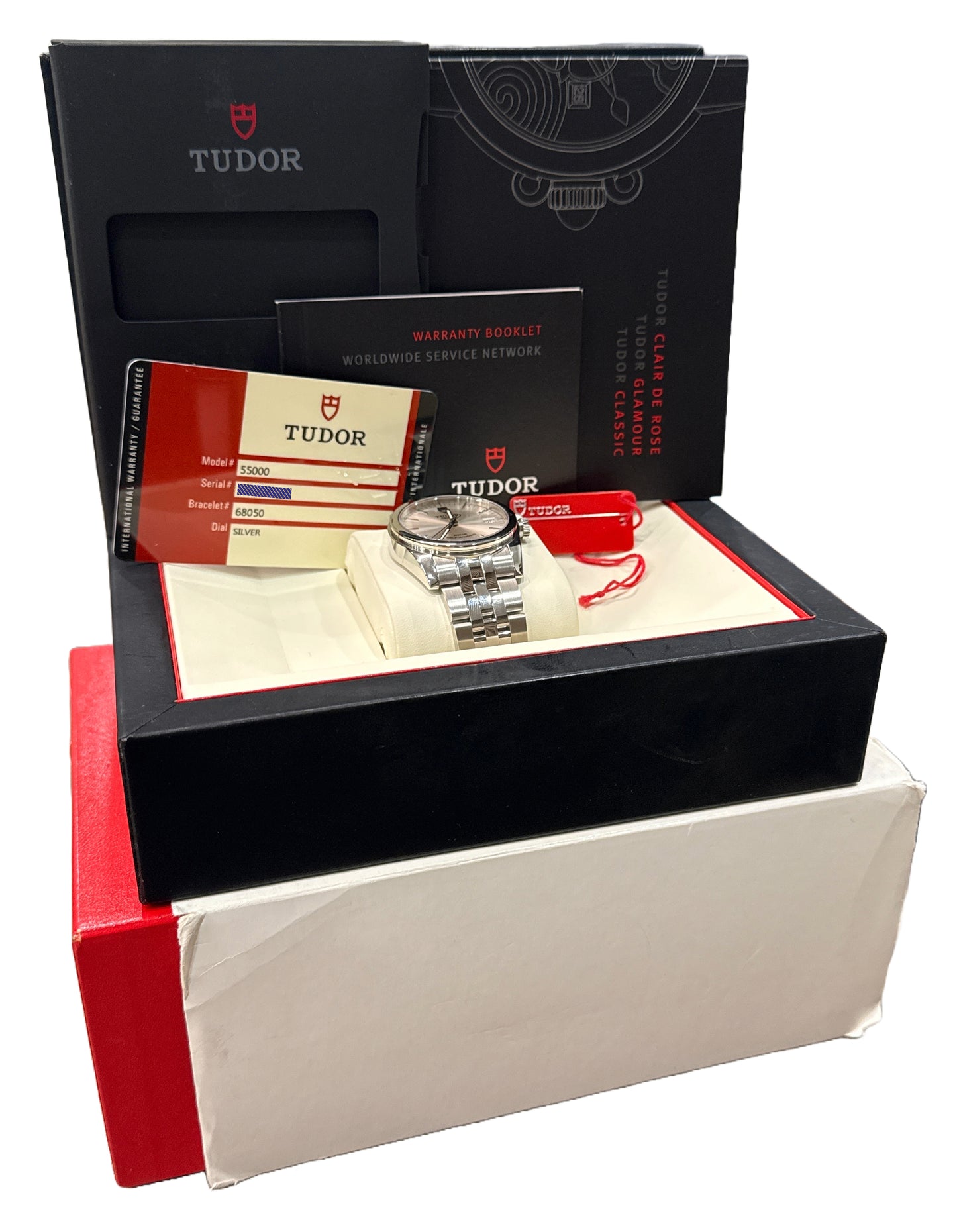 MINT PAPERS Tudor Glamour Date 36mm SILVER Stainless Steel 55000 Watch BOX