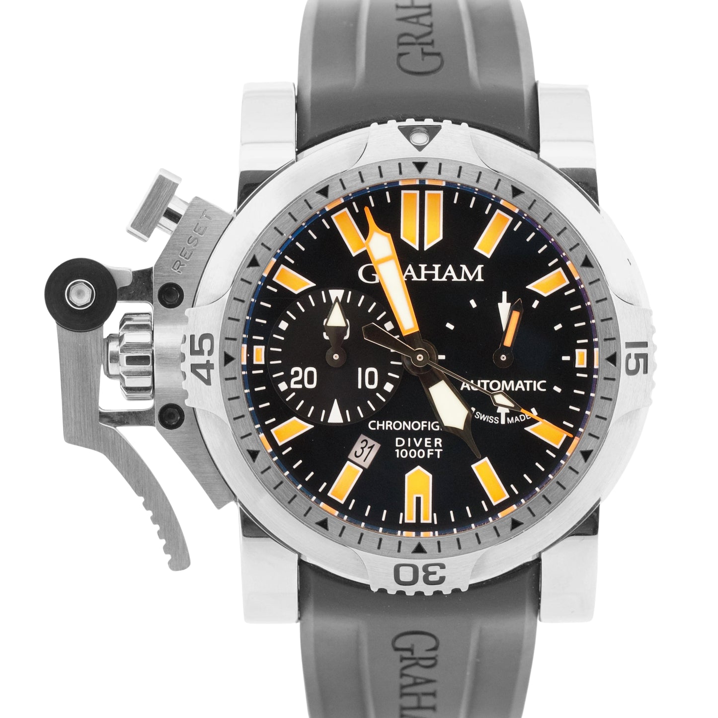 Men's Graham Chronofighter Stainless Steel Rubber Black 47mm 20VDIVAS.BO2A Watch
