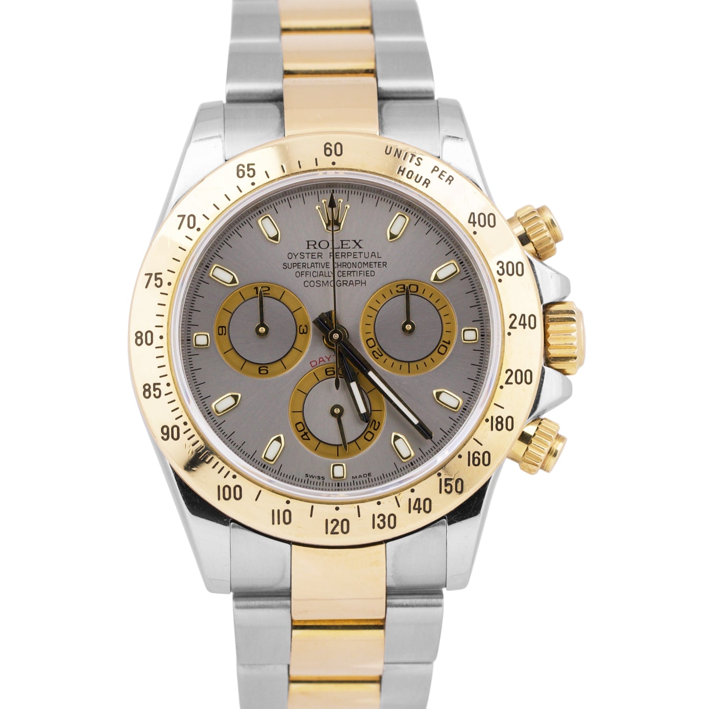 UNPOLISHED Rolex Daytona Cosmograph 40mm SLATE 18K Gold Steel REHAUT 116523