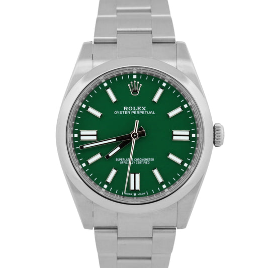 2025 PAPERS Rolex Oyster Perpetual 41 GREEN Stainless Steel 41mm 124300 BOX