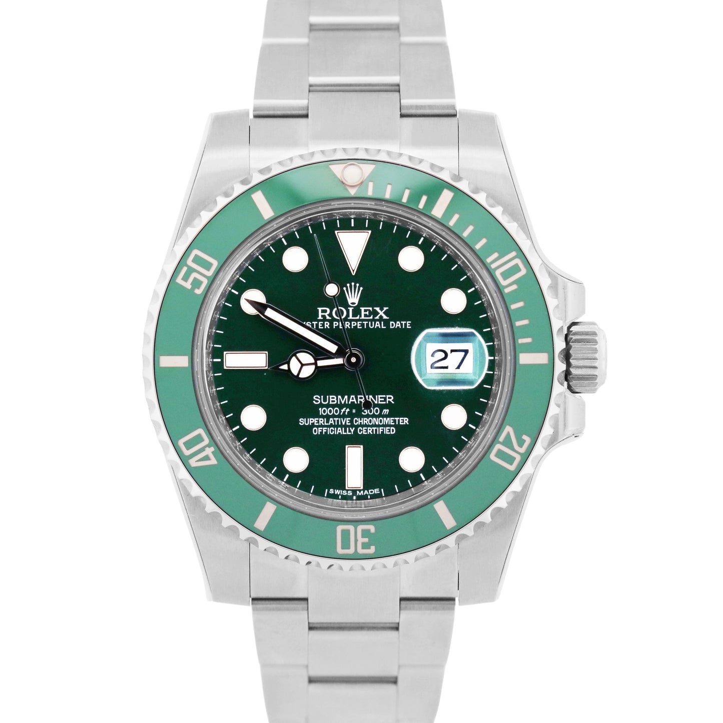NOS STICKERED Rolex Submariner Date HULK Green Stainless 40mm 116610 LV BOX
