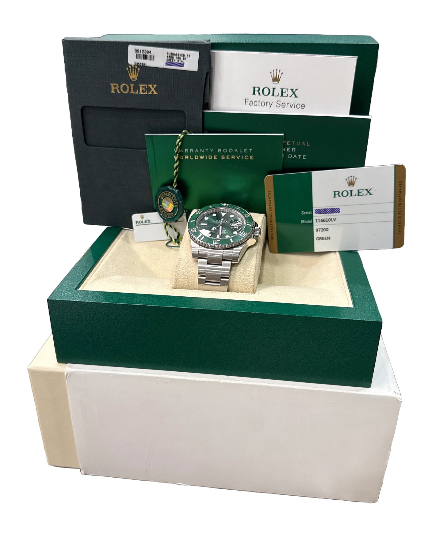 MINT PAPERS Rolex Submariner Date HULK Green Stainless Steel 40mm 116610 LV BOX
