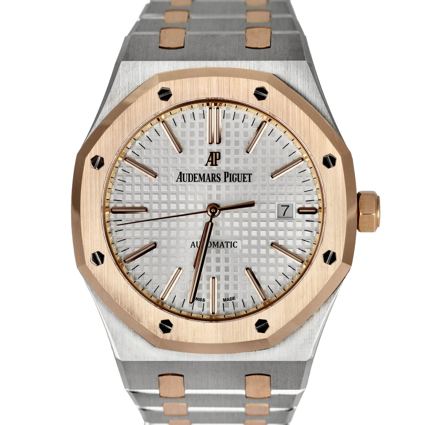 Audemars Piguet Royal Oak Papers 41mm Stainless 18K Rose Gold White 15400SR B+P