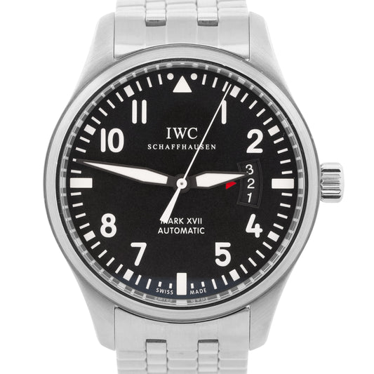 PAPERS IWC Pilot Mark XVII 17 Black Arabic 41mm Stainless Date Watch IW326504