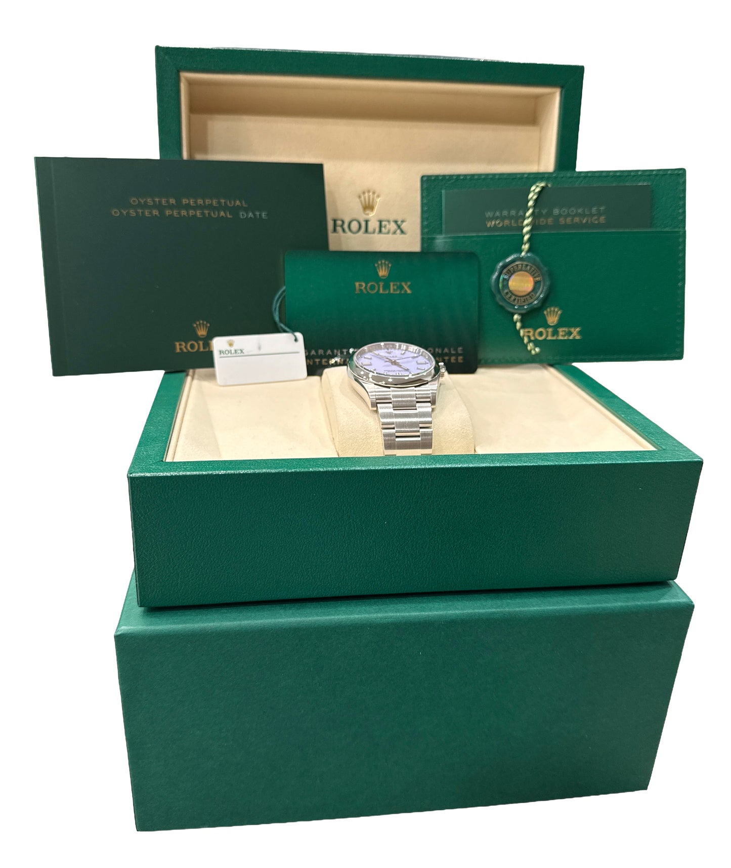 NEW AUGUST 2025 PAPERS Rolex Oyster Perpetual LAVENDER Steel 36mm 126000 BOX
